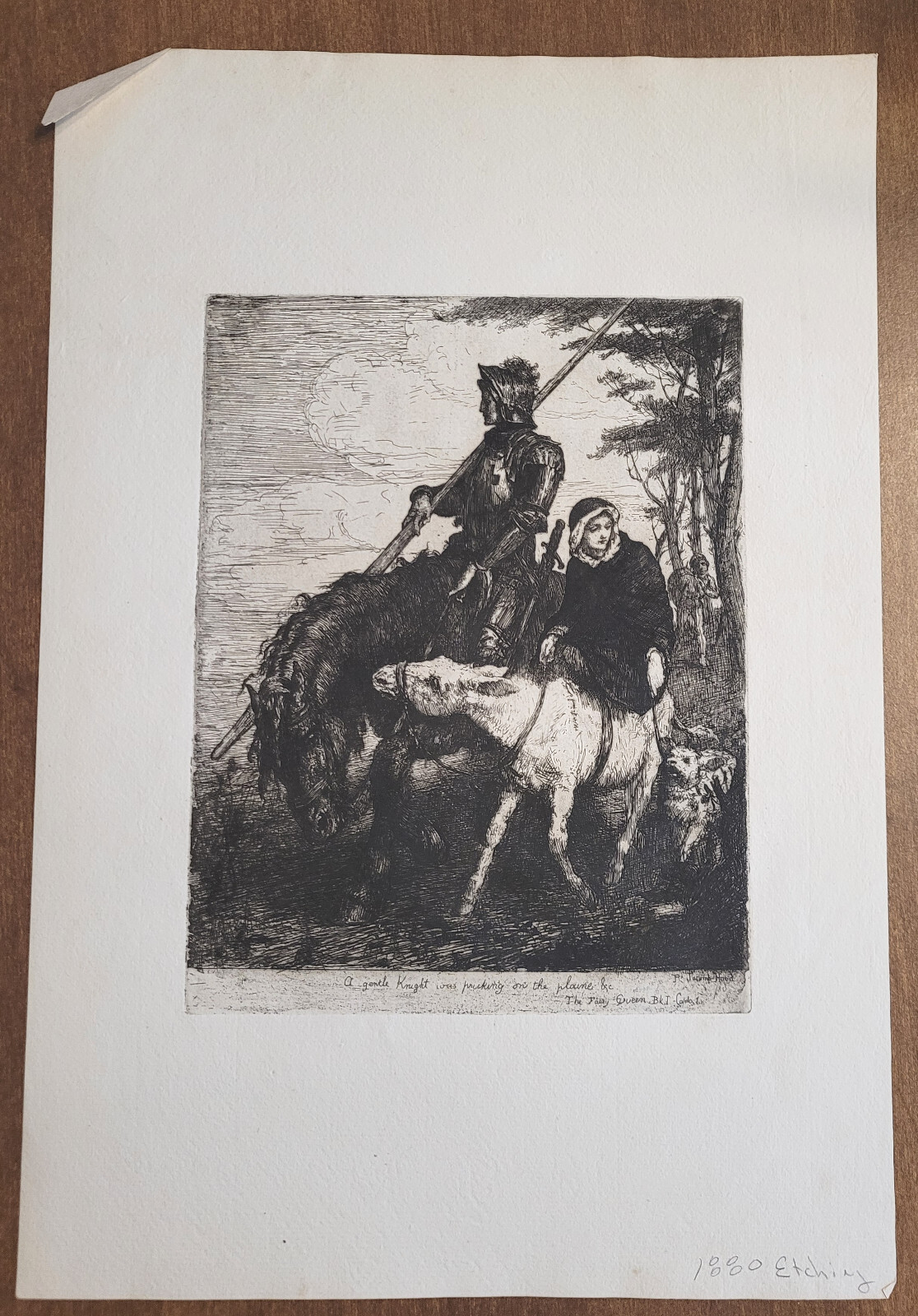 The Gentle Knight Jacomb-Hood Faerie Queene Etching Signed