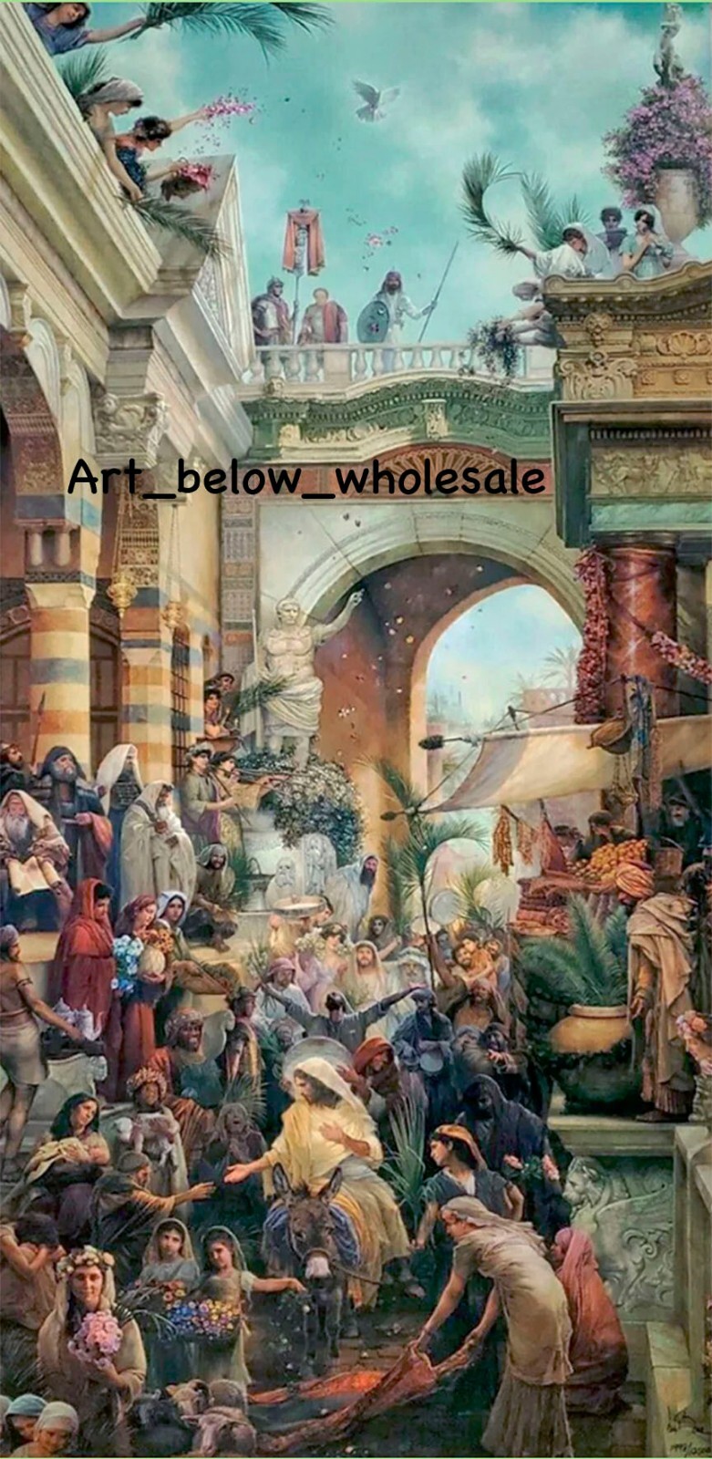 Tom duBois Hosanna Hosanna! Canvas Jesus Christ on Donkey Palm Sunday Jerusalem
