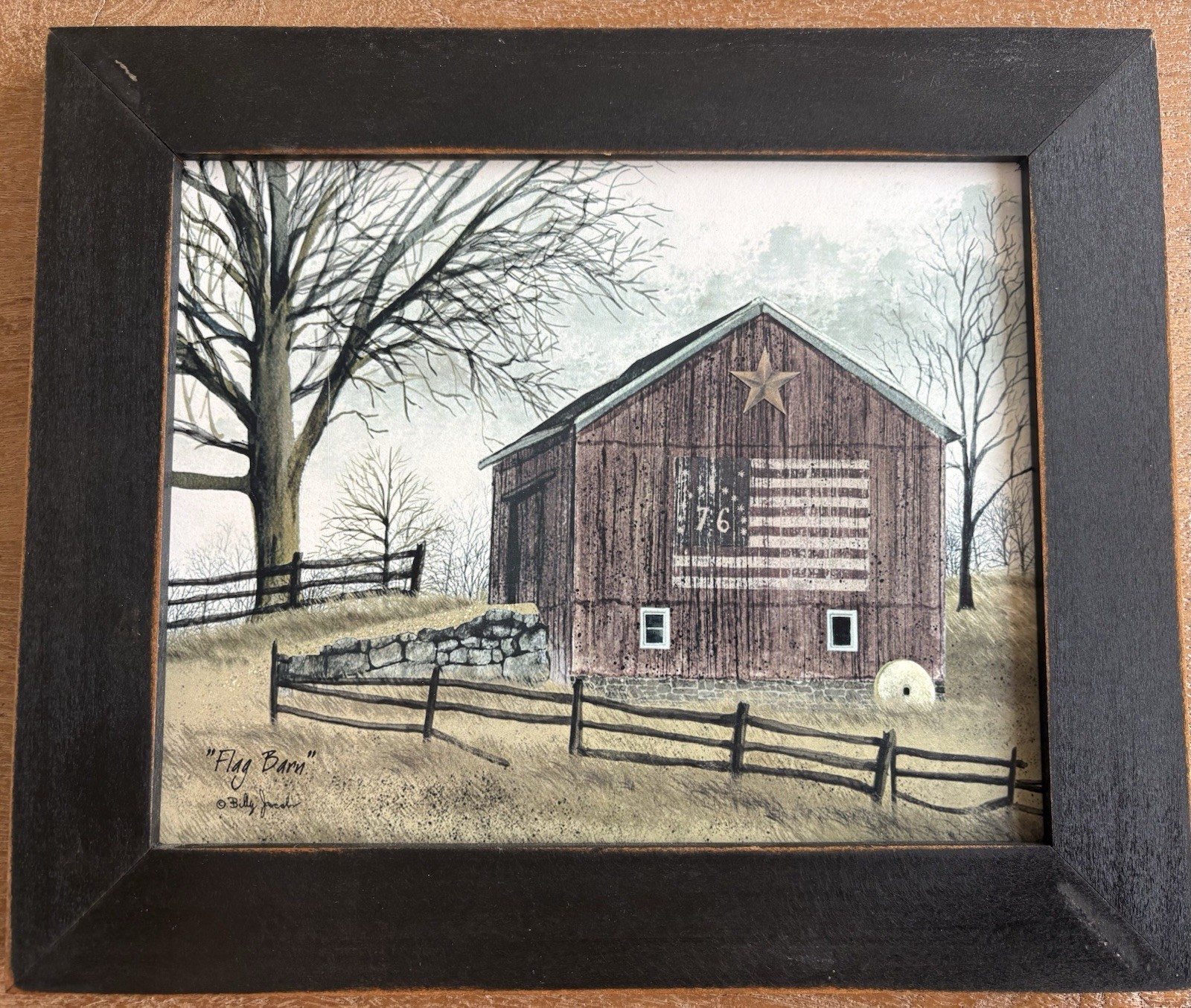 Billy Jacobs Framed Print Flag Barn Farmhouse Textured Patriotic Country America