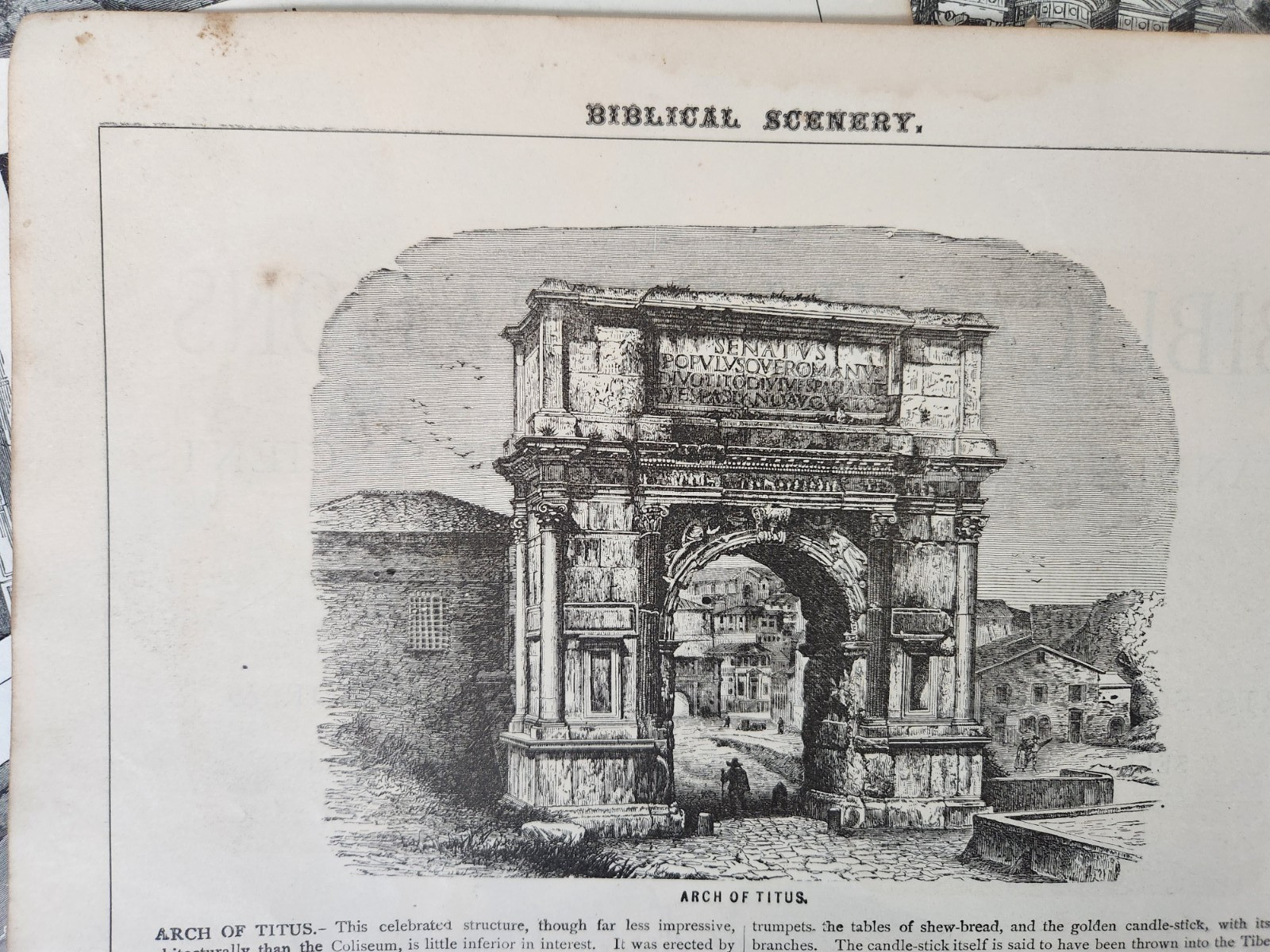 Biblical Scenery Illustrations Antique 1875 Bible Art Double Sided Book Prints