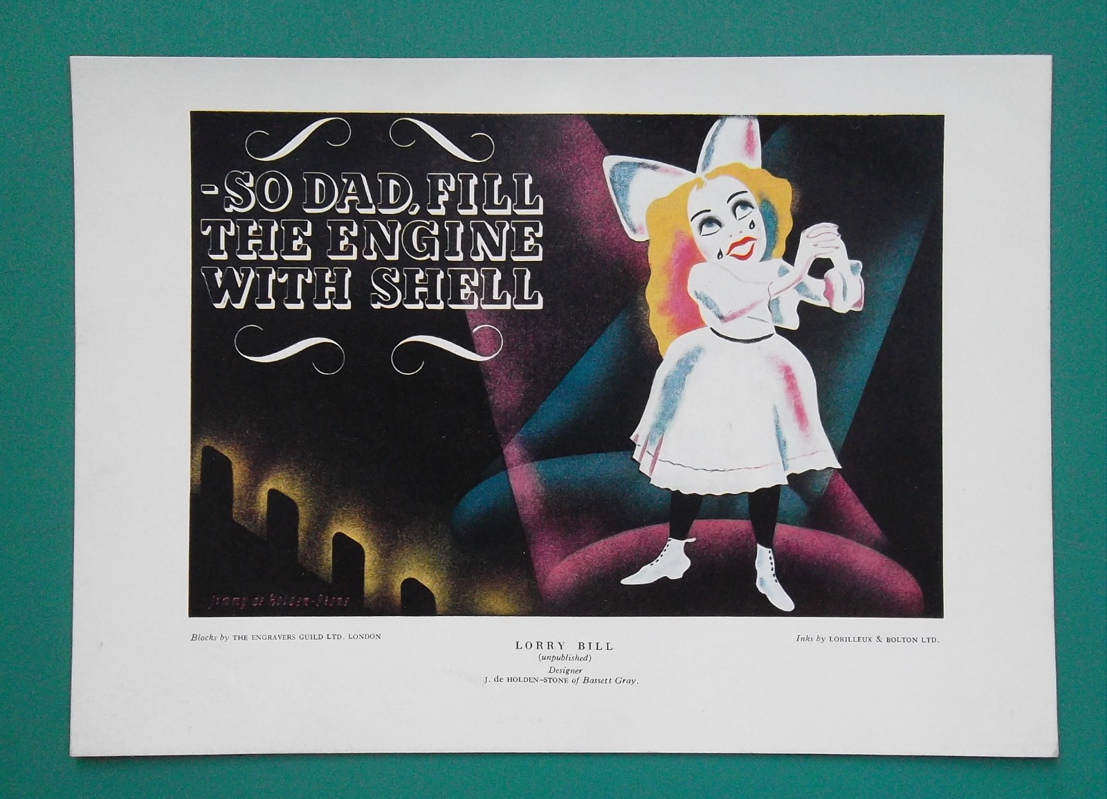 ADVERTISEMENT For Shell Gasoline Lorry Bill Type – 1935 COLOR Print