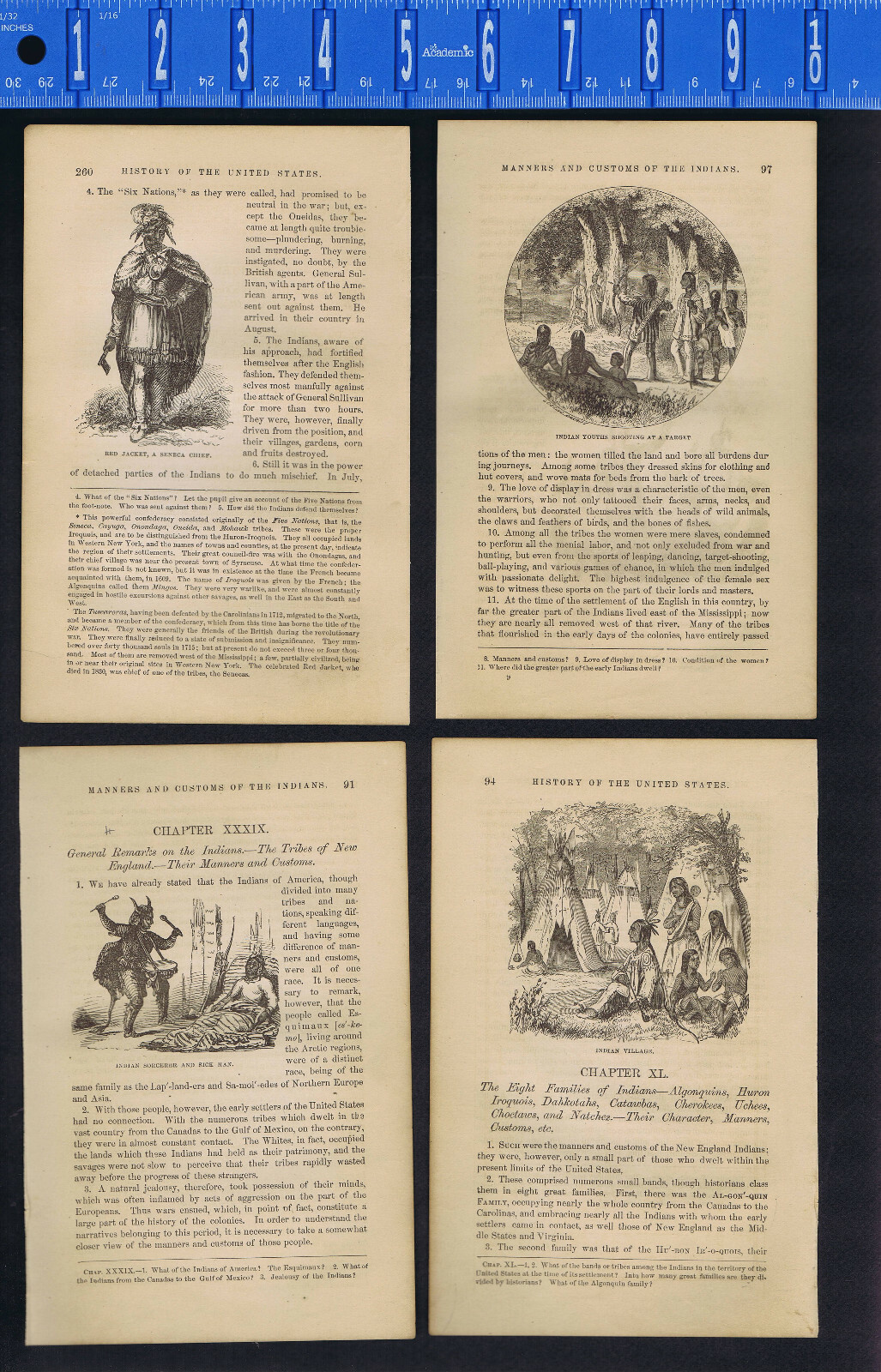 Seneca Chief Red Jacket, Indian Sorcerer-Medicine Man & Village Scenes -1869