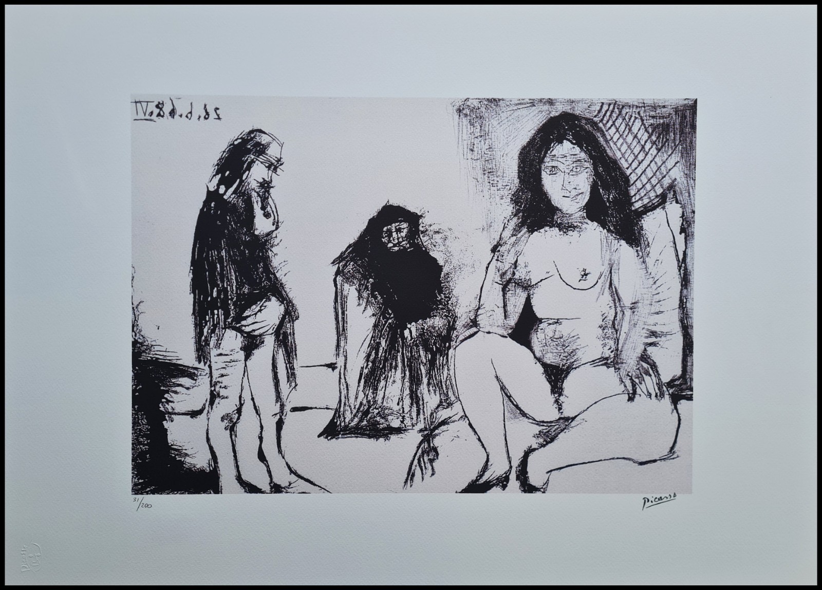 PABLO PICASSO Thoughtful Man… Signed Lithograph Limited 31/200 70 x 50 cm