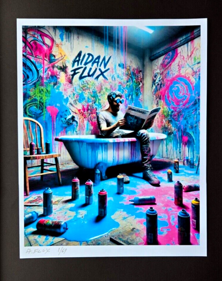 AIDAN FLUX | Hand Signed Original Print Framed LtdED of 69 COA “READING ART”