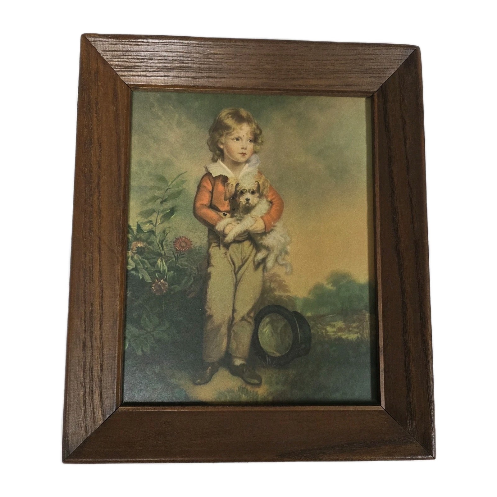 Vintage Jane Freeman Framed Print Pair Boy with Dog Girl with Cat Chums MCM