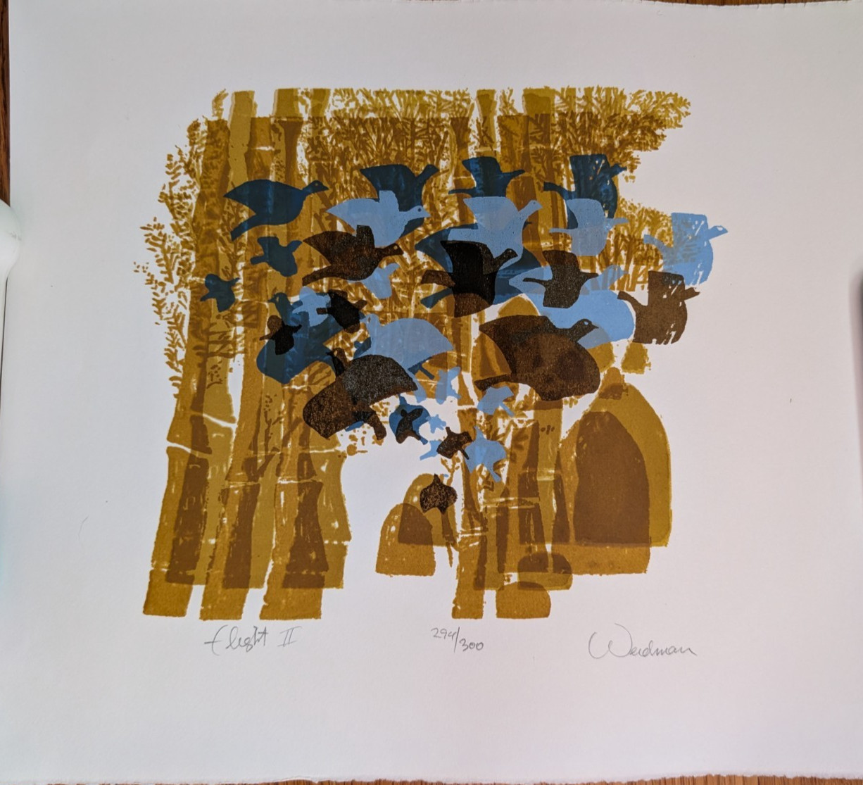 DAVID WEIDMAN “Flight II” Serigraph Signed Mid-Century Modern Silkscreen Print