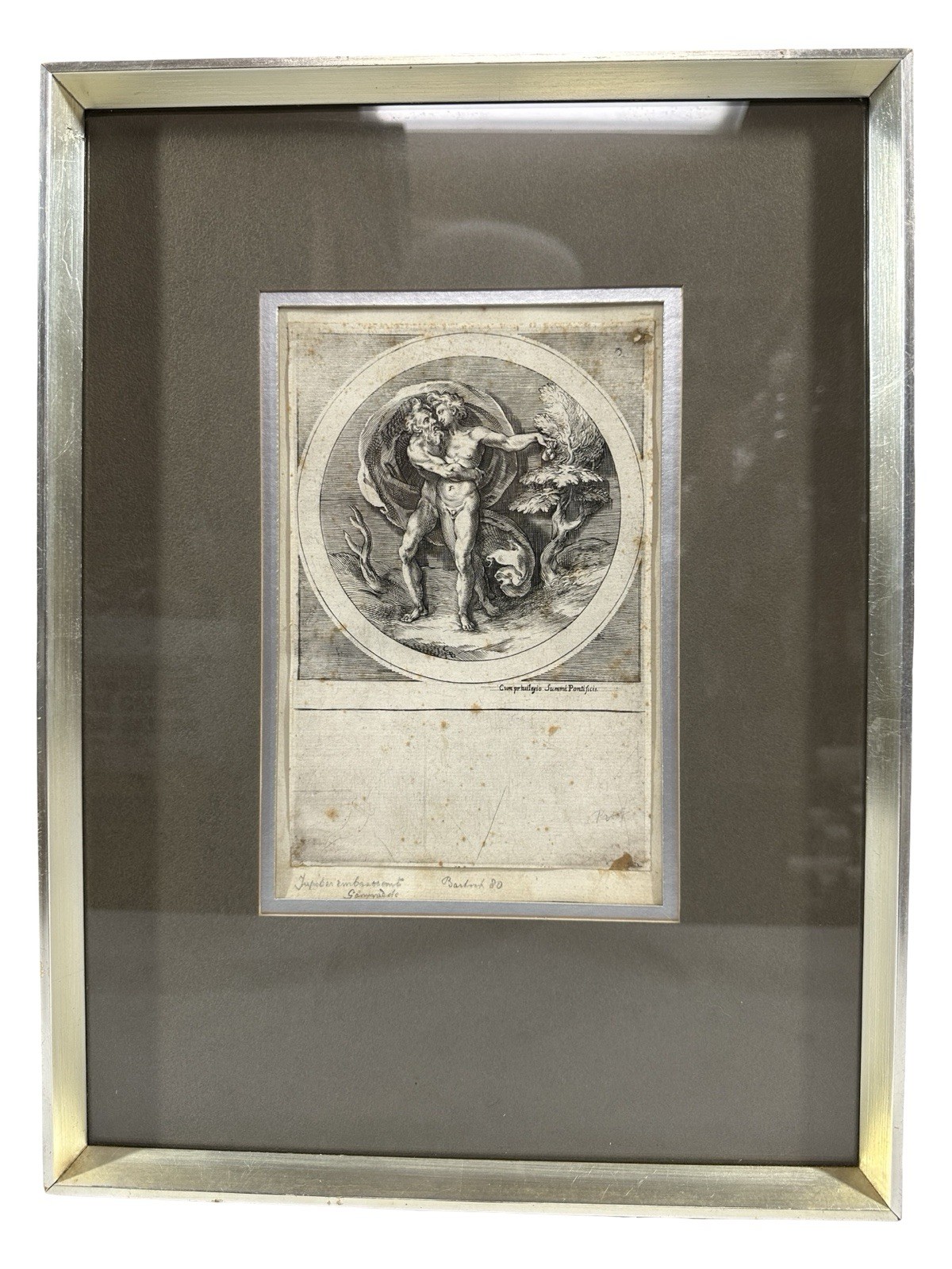 Cherubino Alberti c 1590 Jupiter Embracing Ganymede Early State Engraving