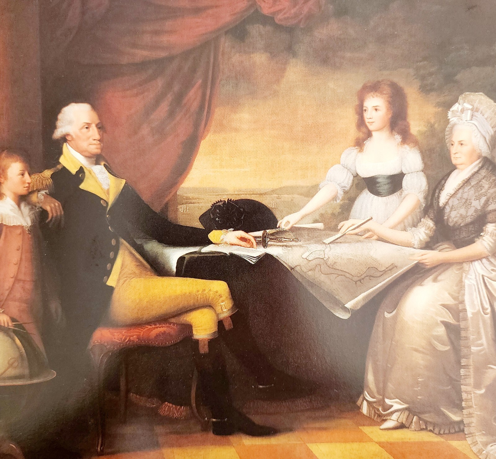 C1960s George Washington Family Edward Savage Art Print President Vintage HM2C