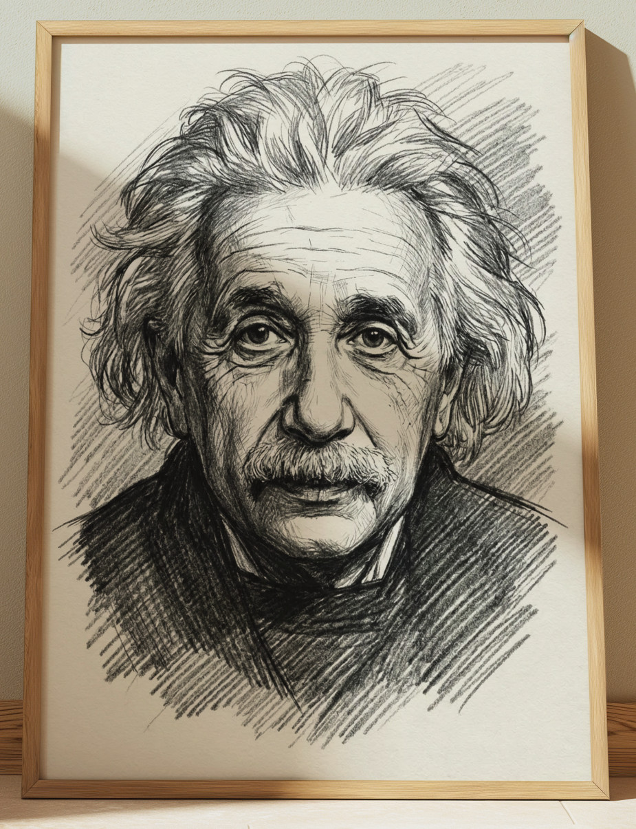 ALBERT EINSTEIN ART PRINT DRAWING SKETCH PORTRAIT 8″ x 10″ EINSTEIN WALL ART