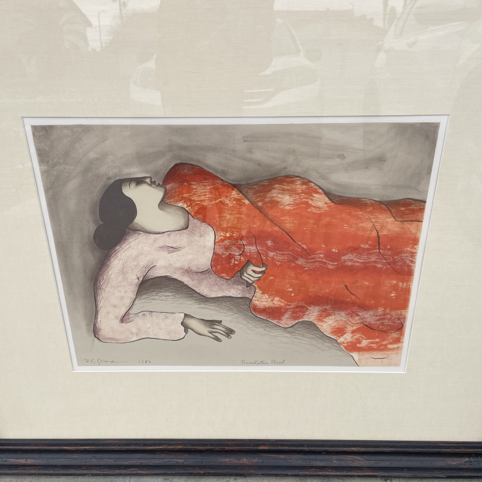 R C Gorman Rare Presentation Proof Lithograph”Reclining Woman”Huge 44″X37.5″