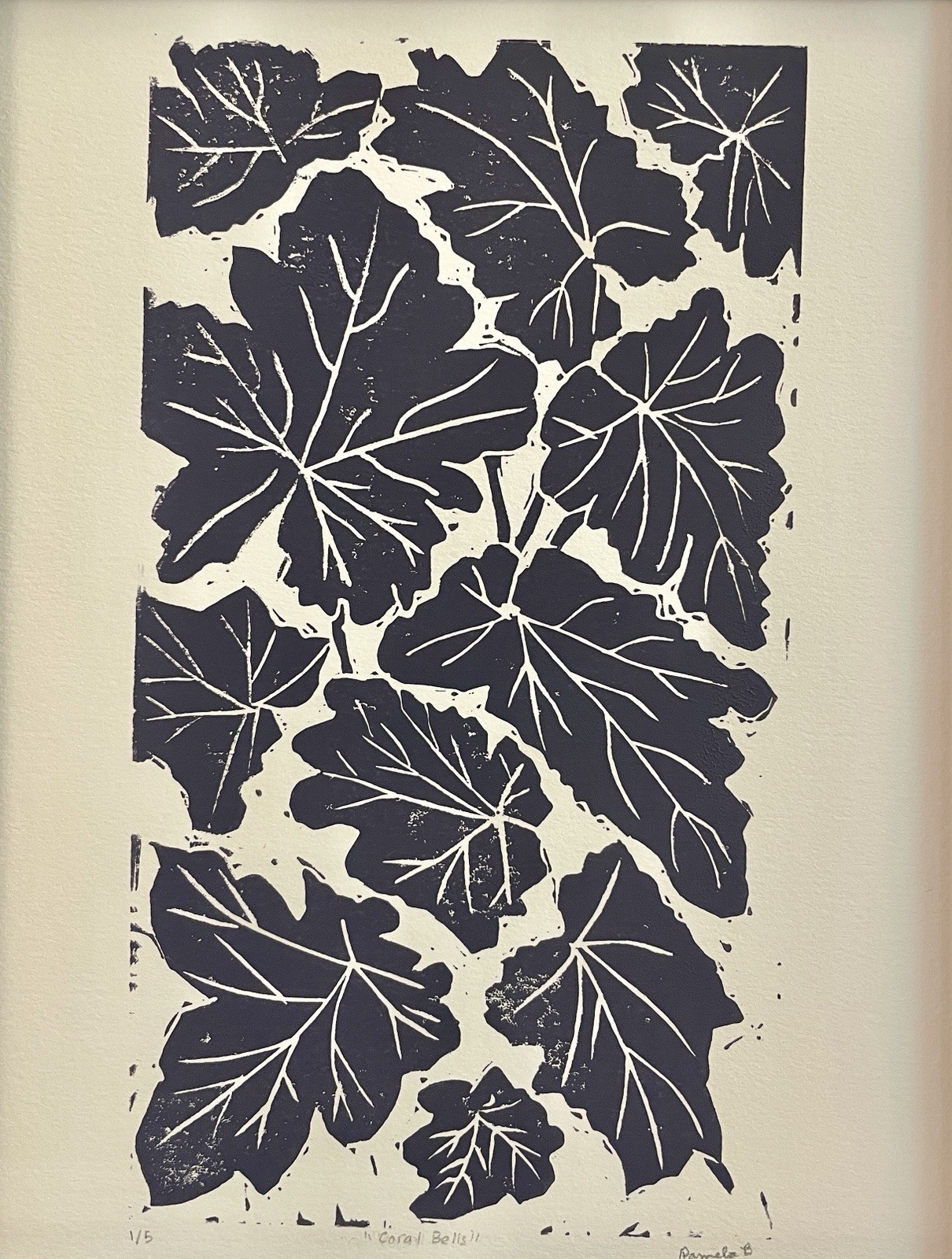 Coral Bells Linocut Print – Framed Botanical Block Print Nature Wall Decor