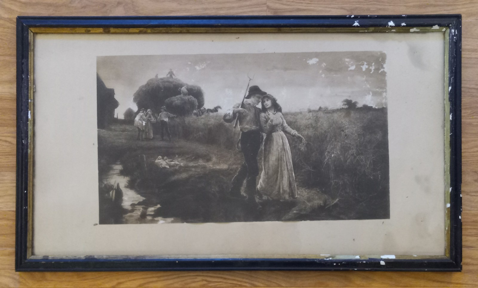Antique Original 1894 THE FAVOURED SWAIN Lithograph By F. Morgan Framed *RARE