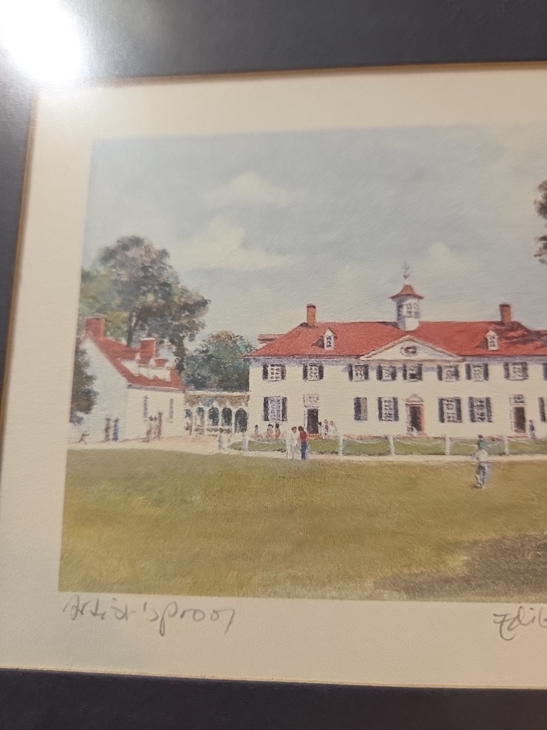 Mount Vernon Watercolor by Edita Von Uslar-Gleichen Signed Artist Proof Framed
