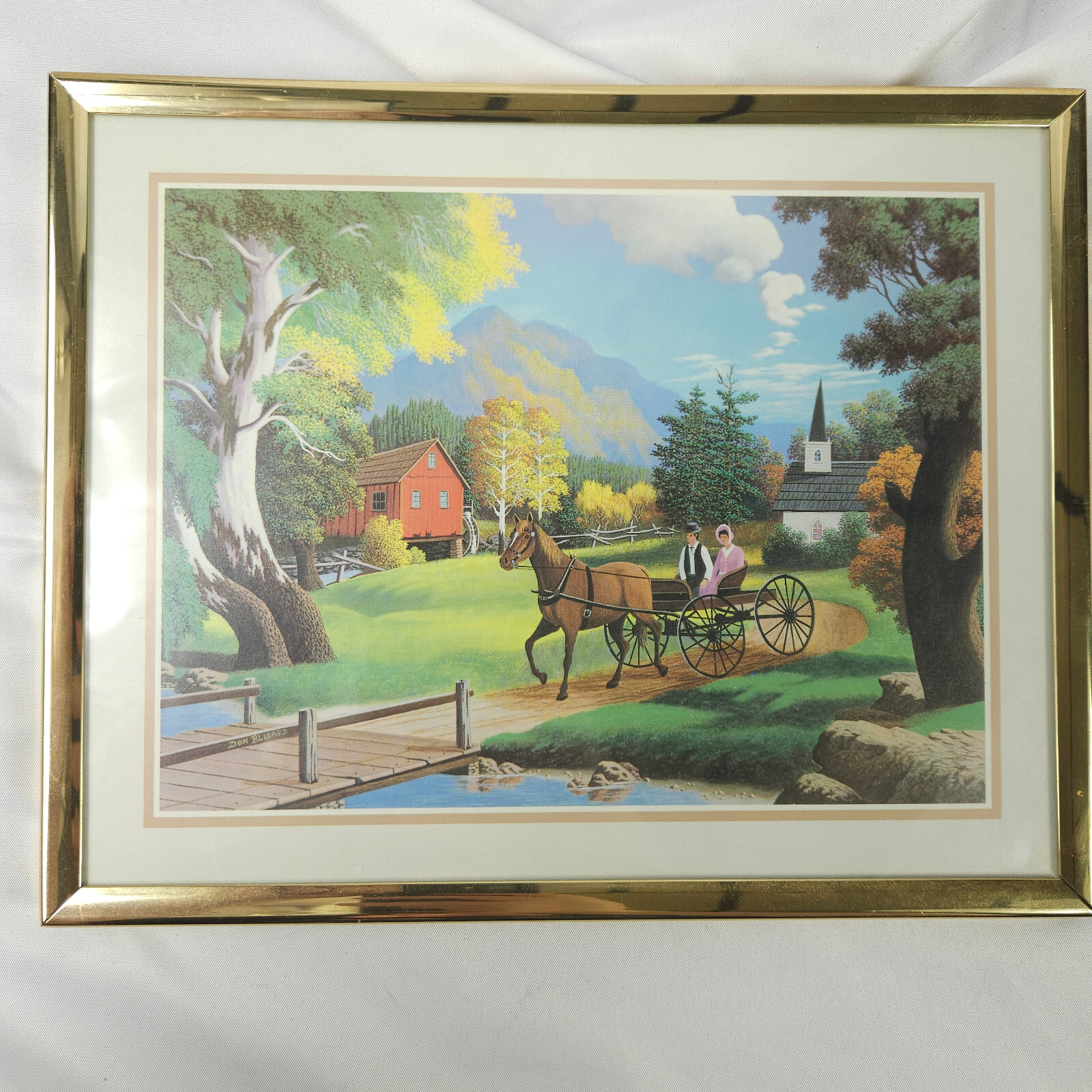 Vintage Don Blisard Farm Print Art 8×6 in 10×8 Frame Glued In