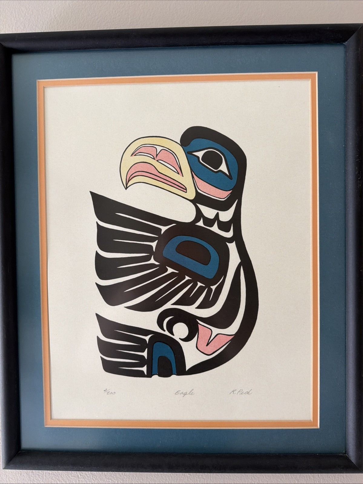 Ray Peck Native American EAGLE Lithograph 2/200 Framed & Signed (Read)