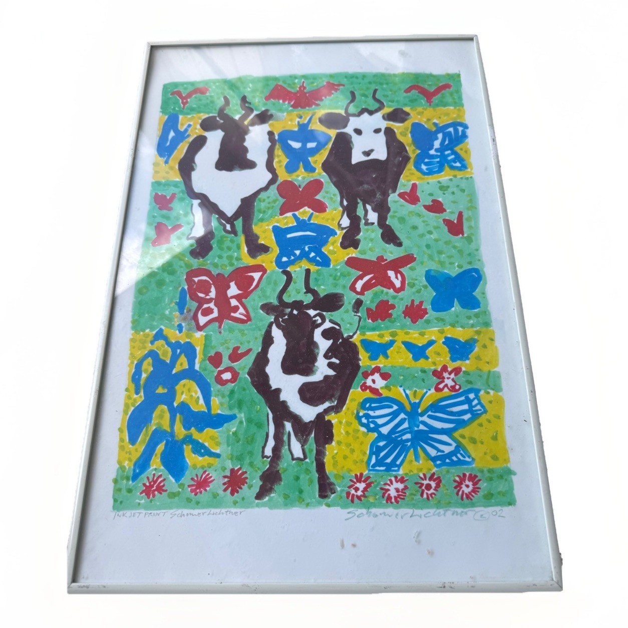VTG SCHOMER LICHTNER *Cows And Butterflies *Signed Ink Jet PrintWisconsin Artis