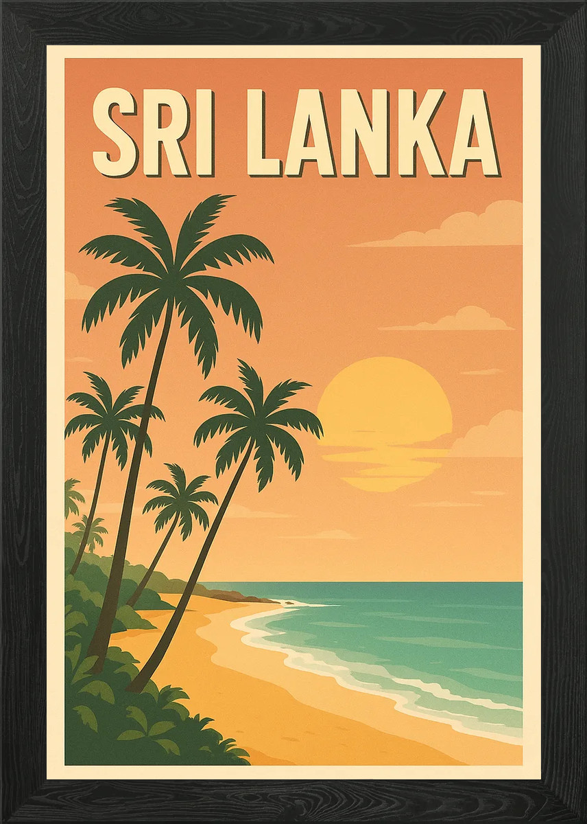 Sri Lanka beach travel poster Framed Wall Art Poster Canvas Print Picture