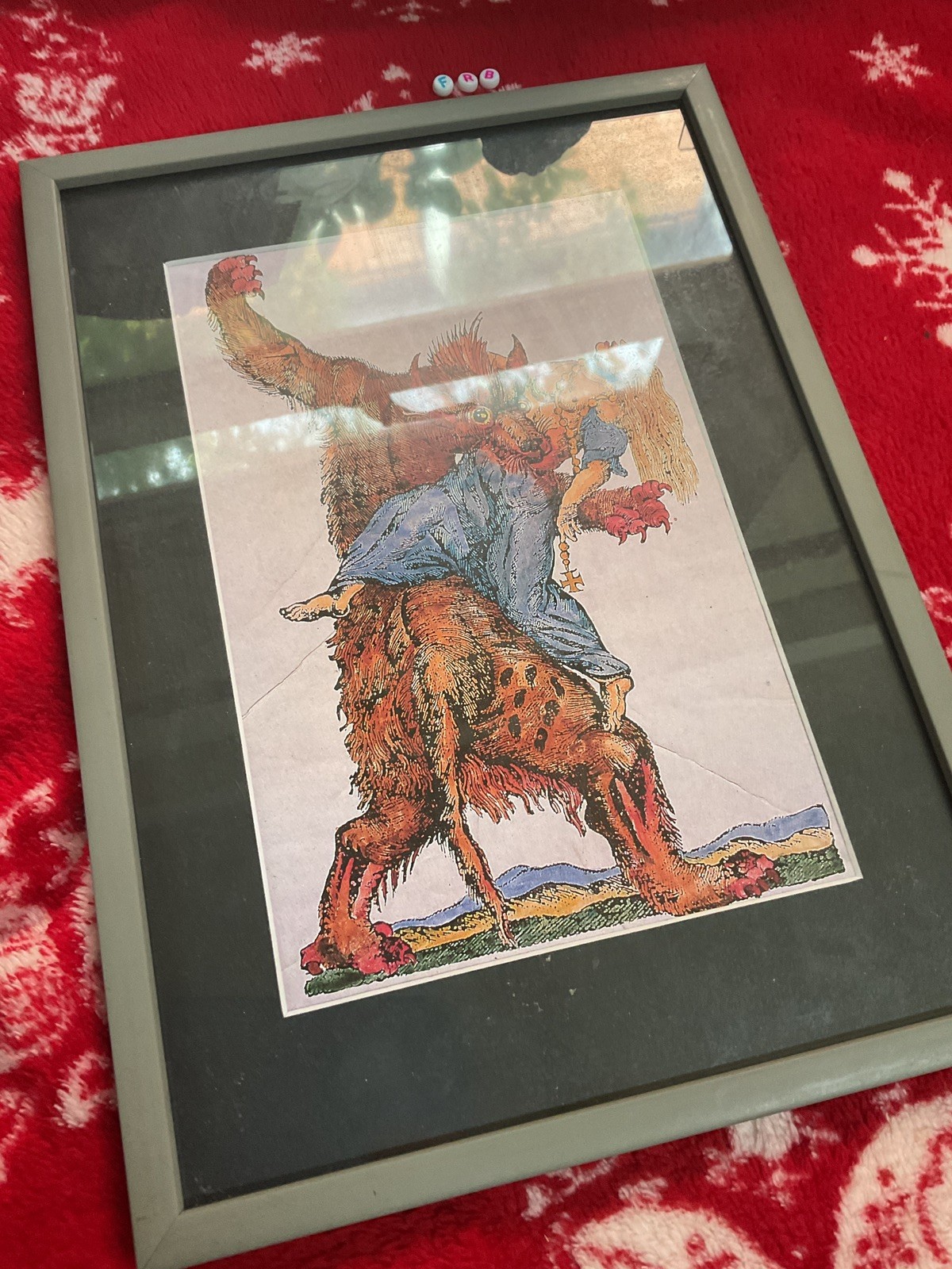 Rare Art Print FRAMED , Vintage WEREWOLVES OCCULT , BEAST OF GEVAUDAN