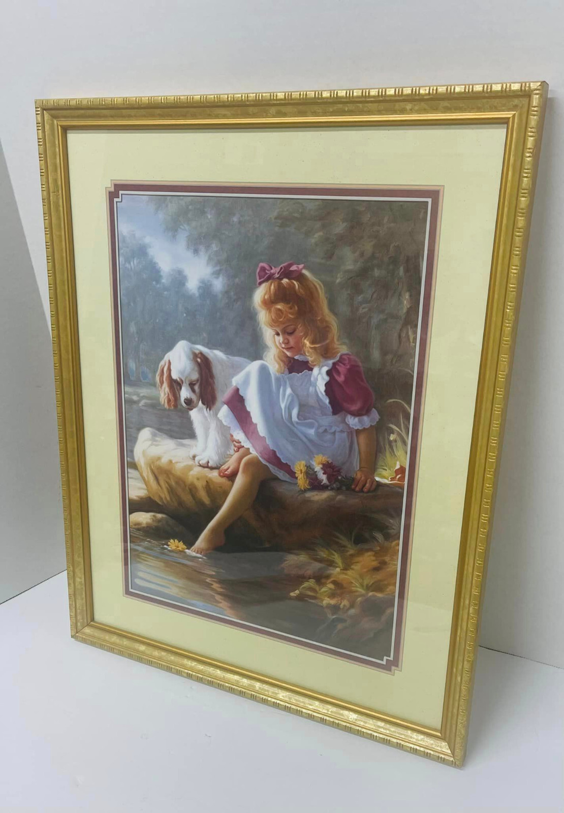 Home Interiors & Gifts A DAY TOGETHER-Picture~ Gold/ Wood Frame 21X17