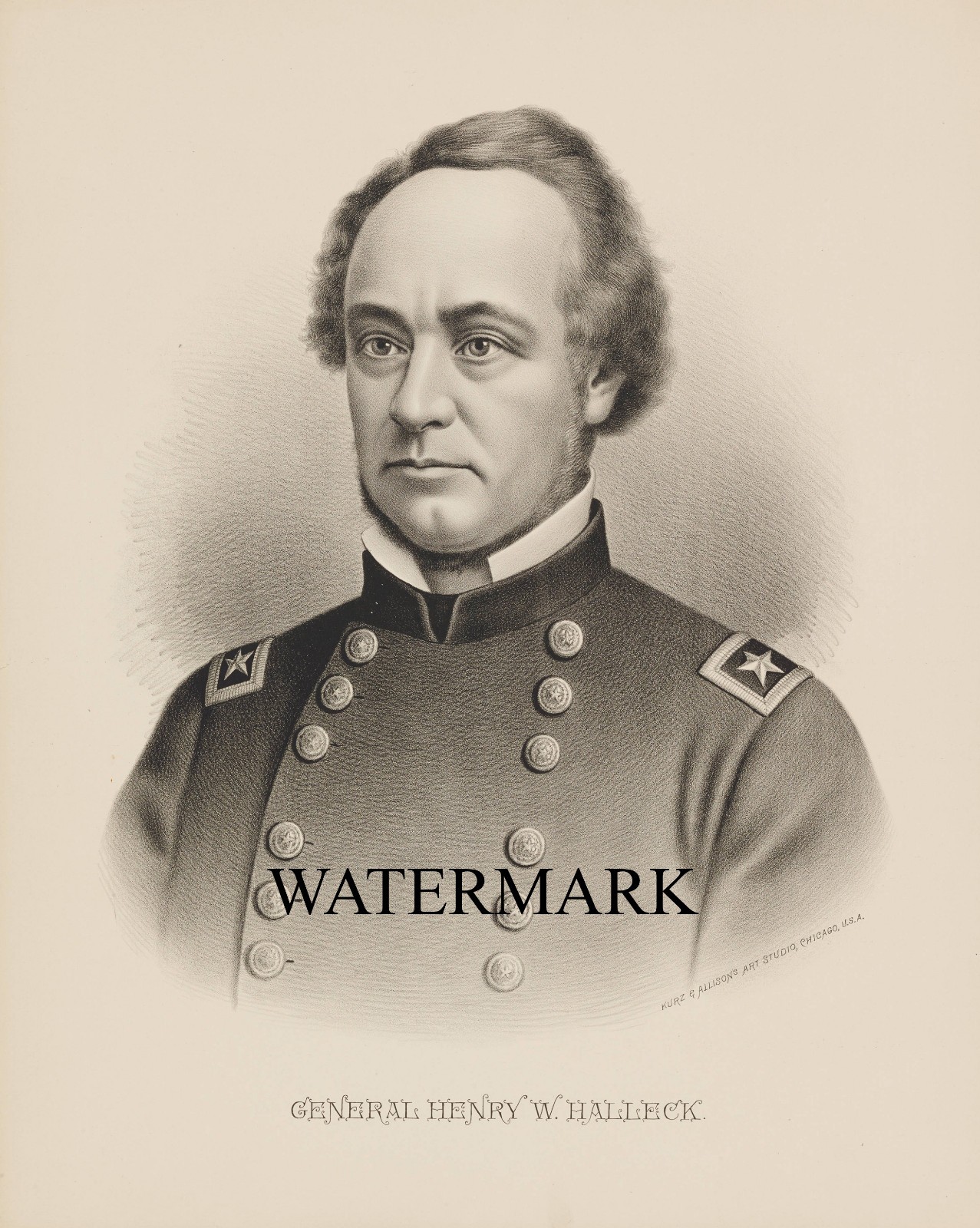 Kurz Allison Civil War Union General Henry W. Halleck 17″ x 22″ Reproduction