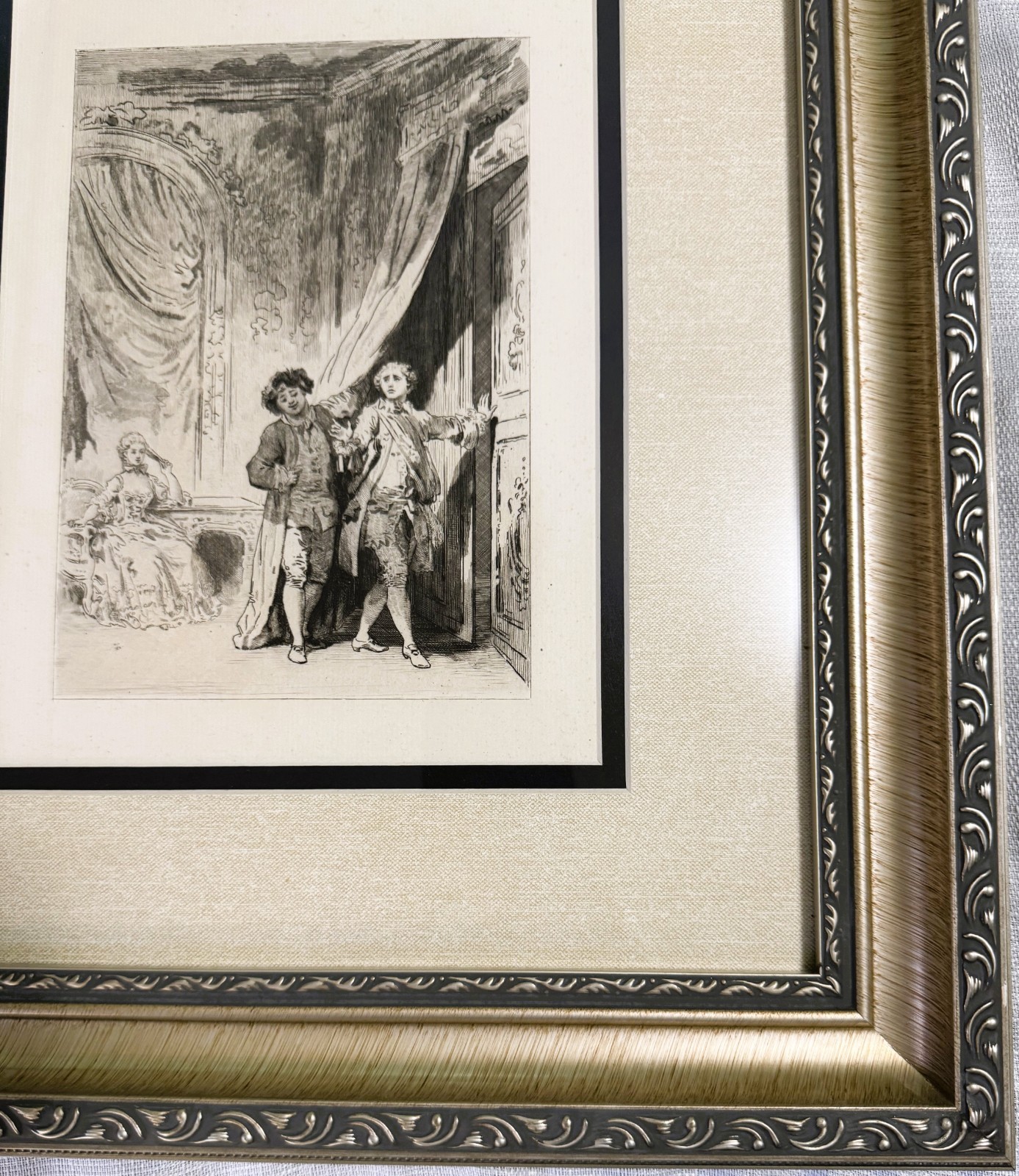 Fragonard The Magnificent 1883 Etching by Adolphe Martial Potemont Framed