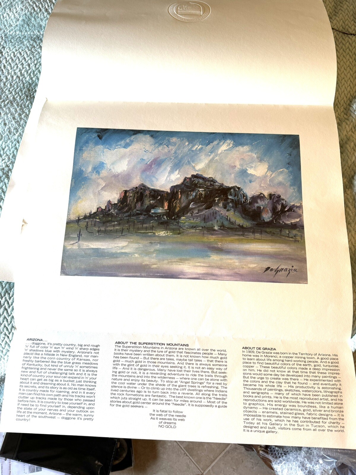 De Grazia SUPERSTITION MOUNTAIN~Special Edition Print, House of Representatives