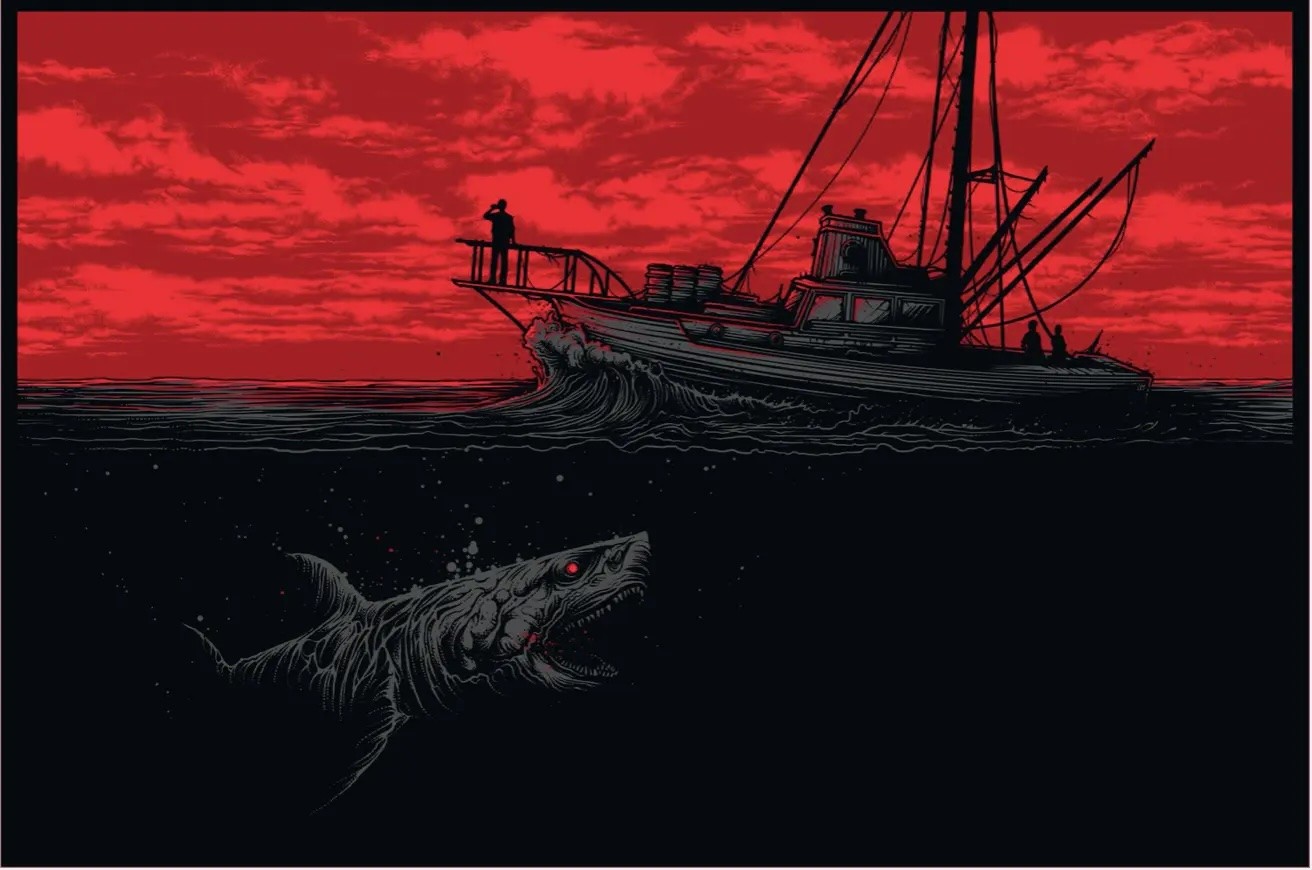 Jaws Gone Fishing (Red) by Dan Mumford xx/185 Screen Print Art Poster SDCC 2020