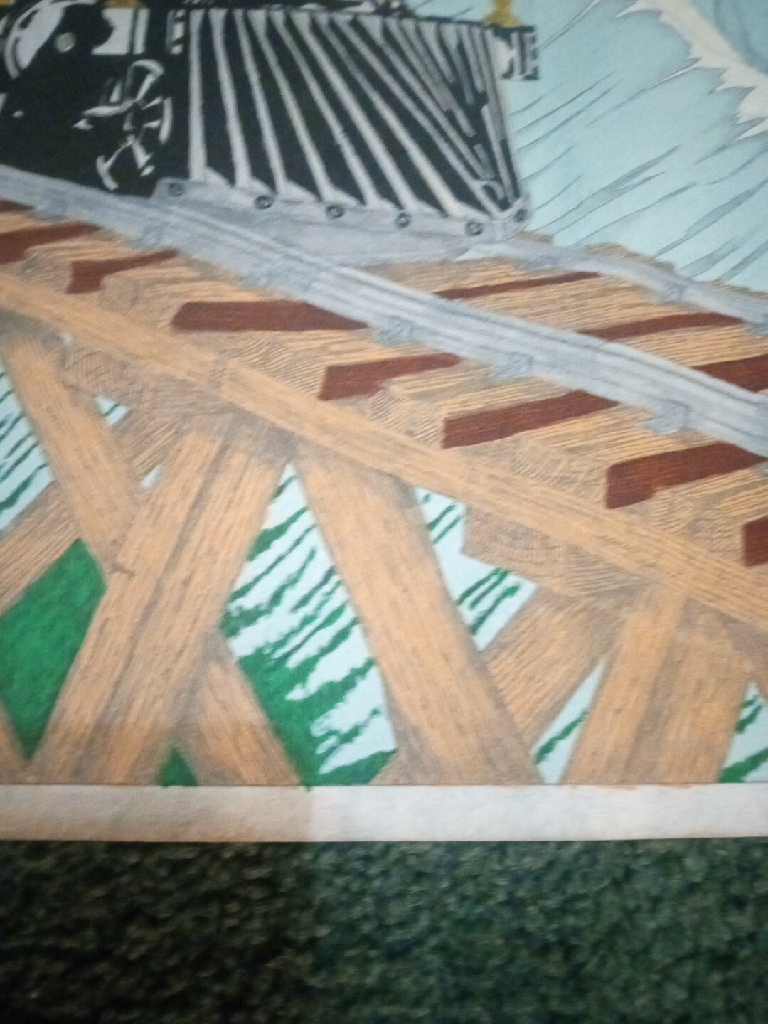 Vintage Heading Through The Rockies Made Printed In The USA Cloth 20×34 Unique