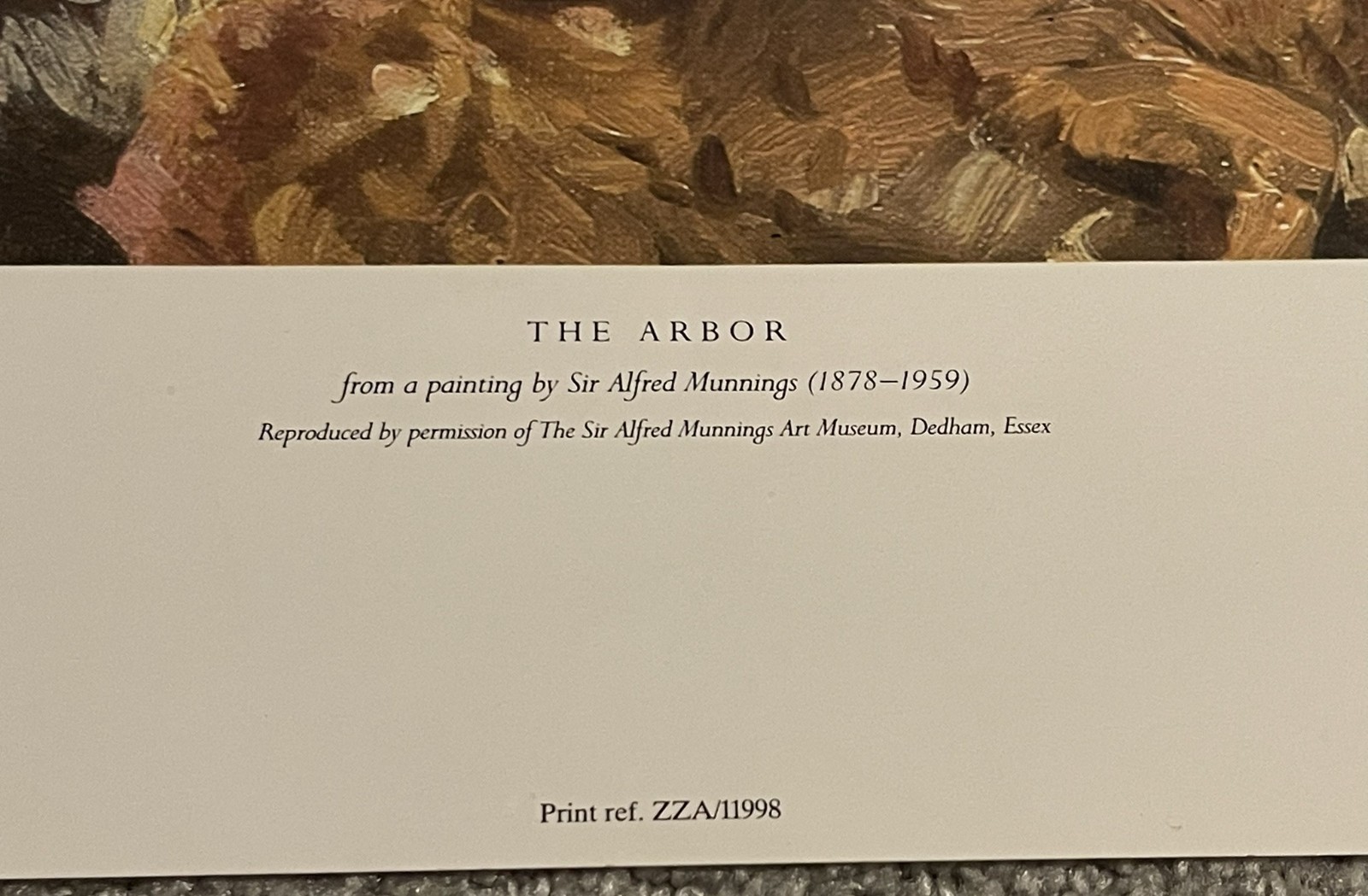 Sir Alfred Munnings ” The Arbor” Print 22.5×25.5″