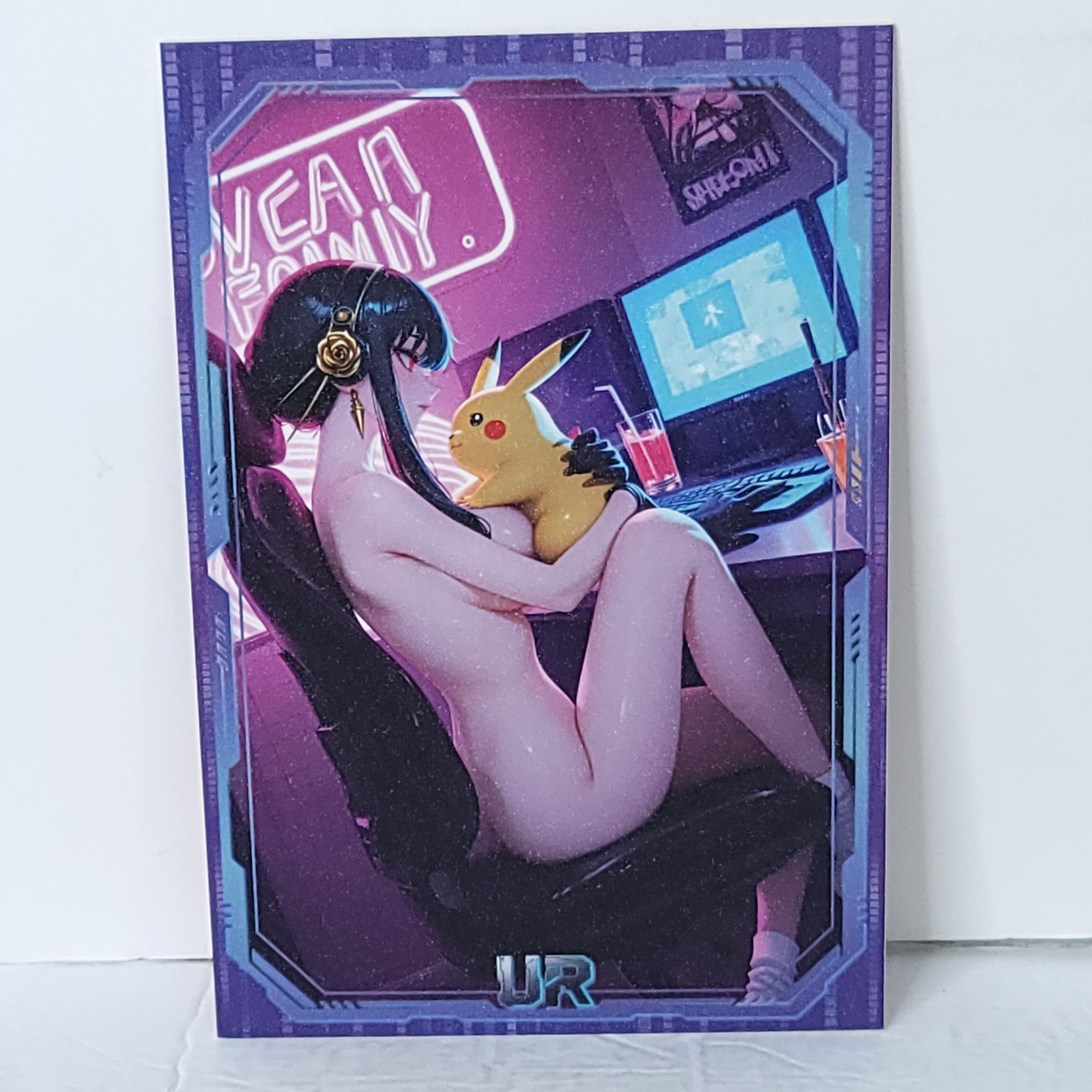 Yor Forager Pikachu UR Pokemon Waifu Card Anime Girl Wall Art Oversized Board A5