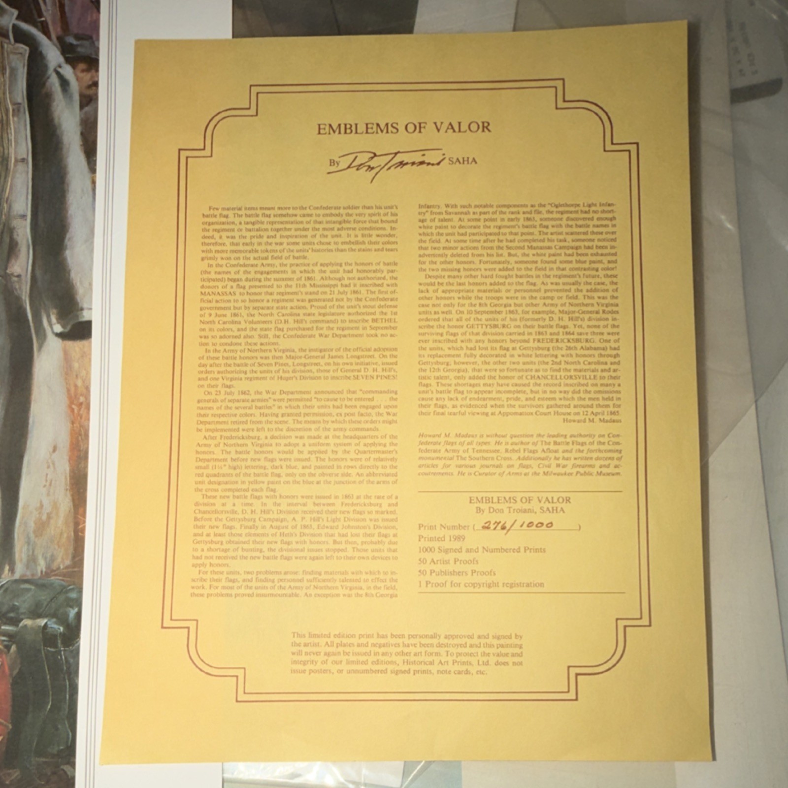Don Troiani Emblems of Valor Signed Numbered Limited Edition Print 1998