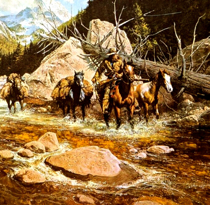 Frank McCarthy WATER LEAVES NO TRAIL Western Frontier Art Bookplate Print 17