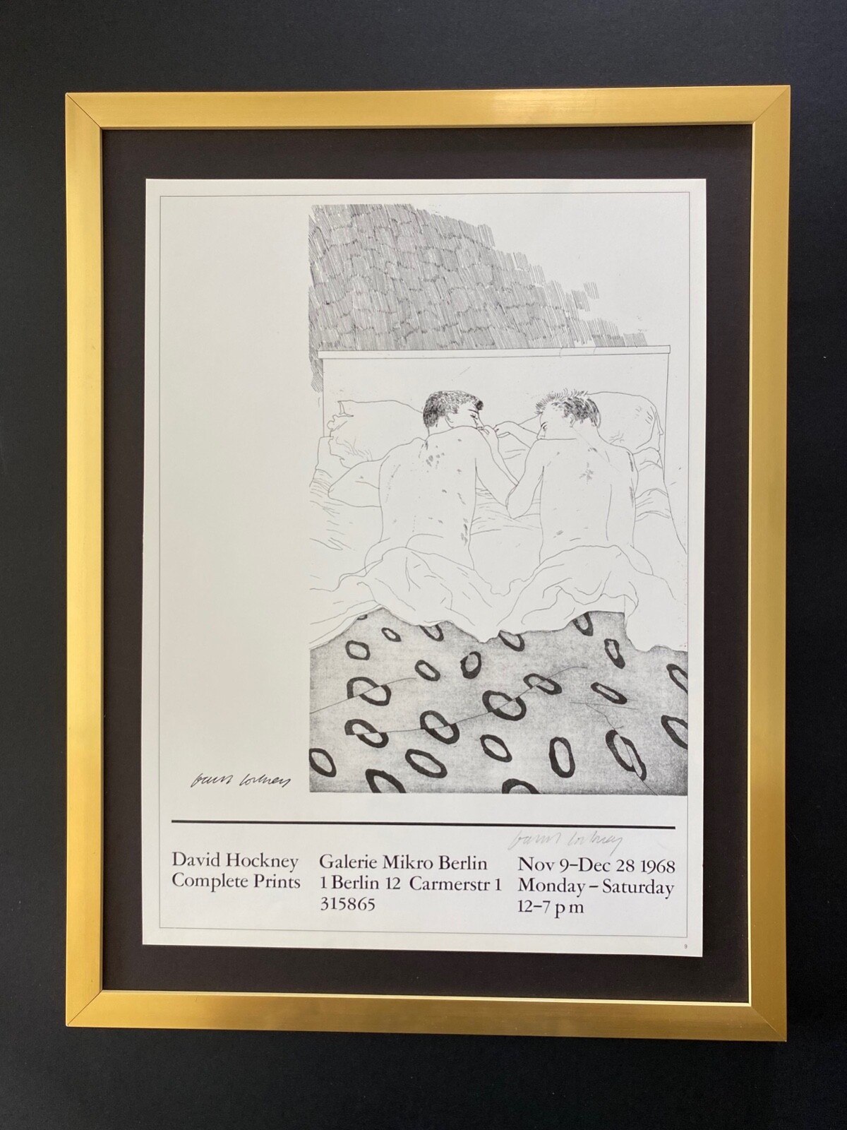 Signed David Hockney 1987 Poster Print Framed Collectors Art