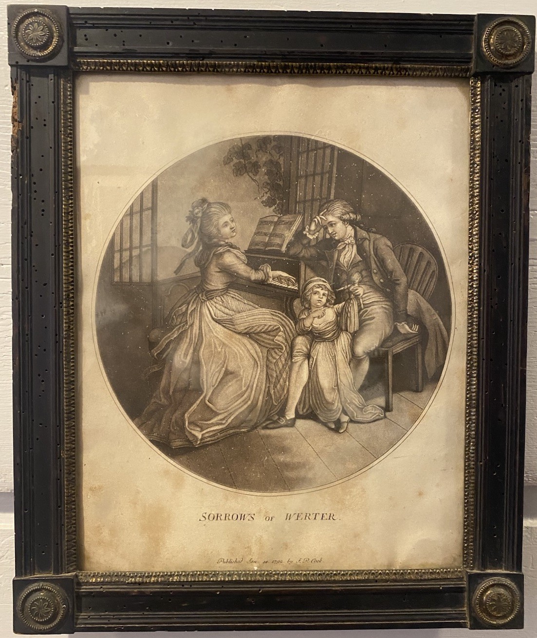 Antique 1792 Engraving Sorrows of Werter Goethe Literary Print Framed