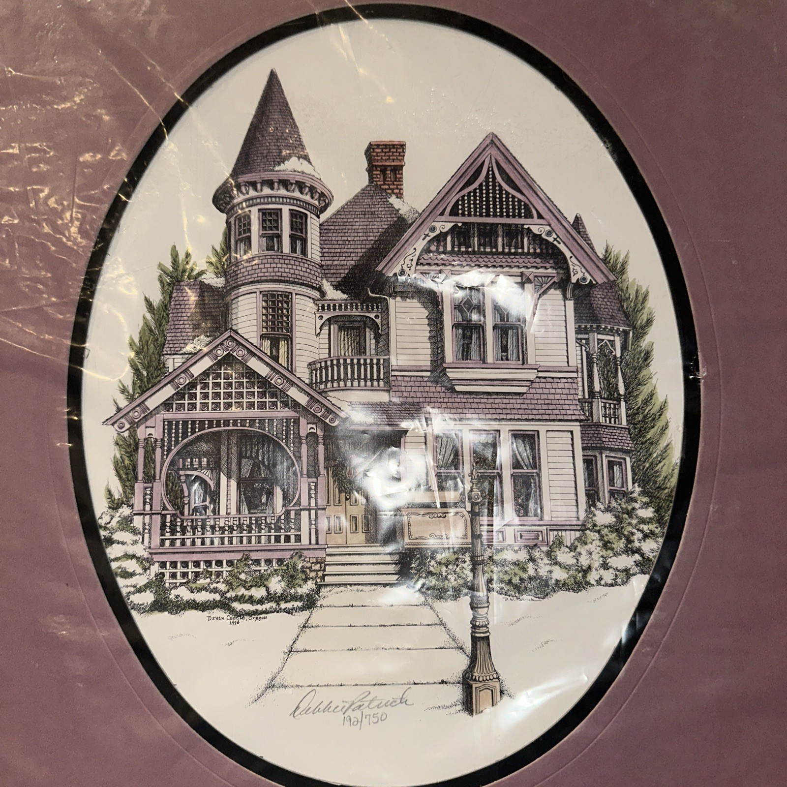Drain Castle, Oregon 1996 Hand Watercolor Lithograph Debbie Patrick #192 of 750