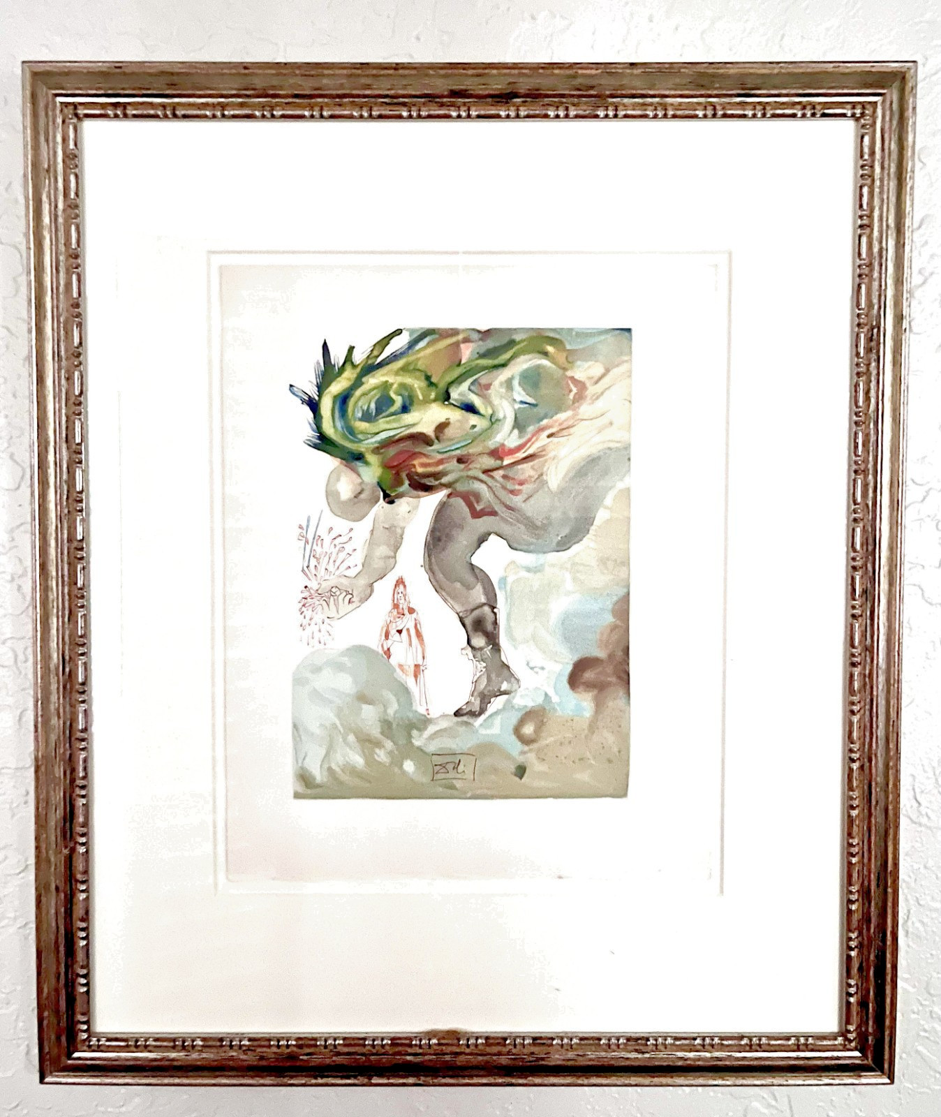 Salvador Dali GIANTS Inferno-31 Wood Engraving in Color on Rives Paper signed