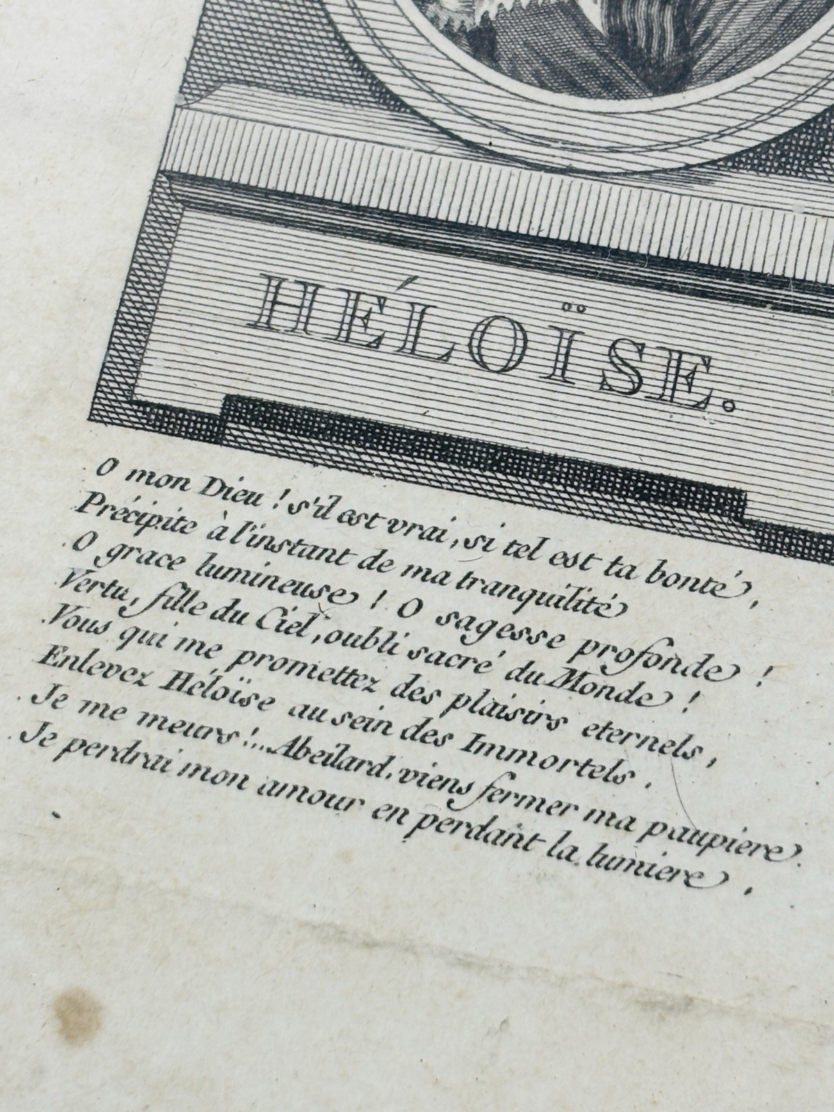 Antique 1791 Abelard Heloise Engraving Print Esnauts Rapilly Framed French Art