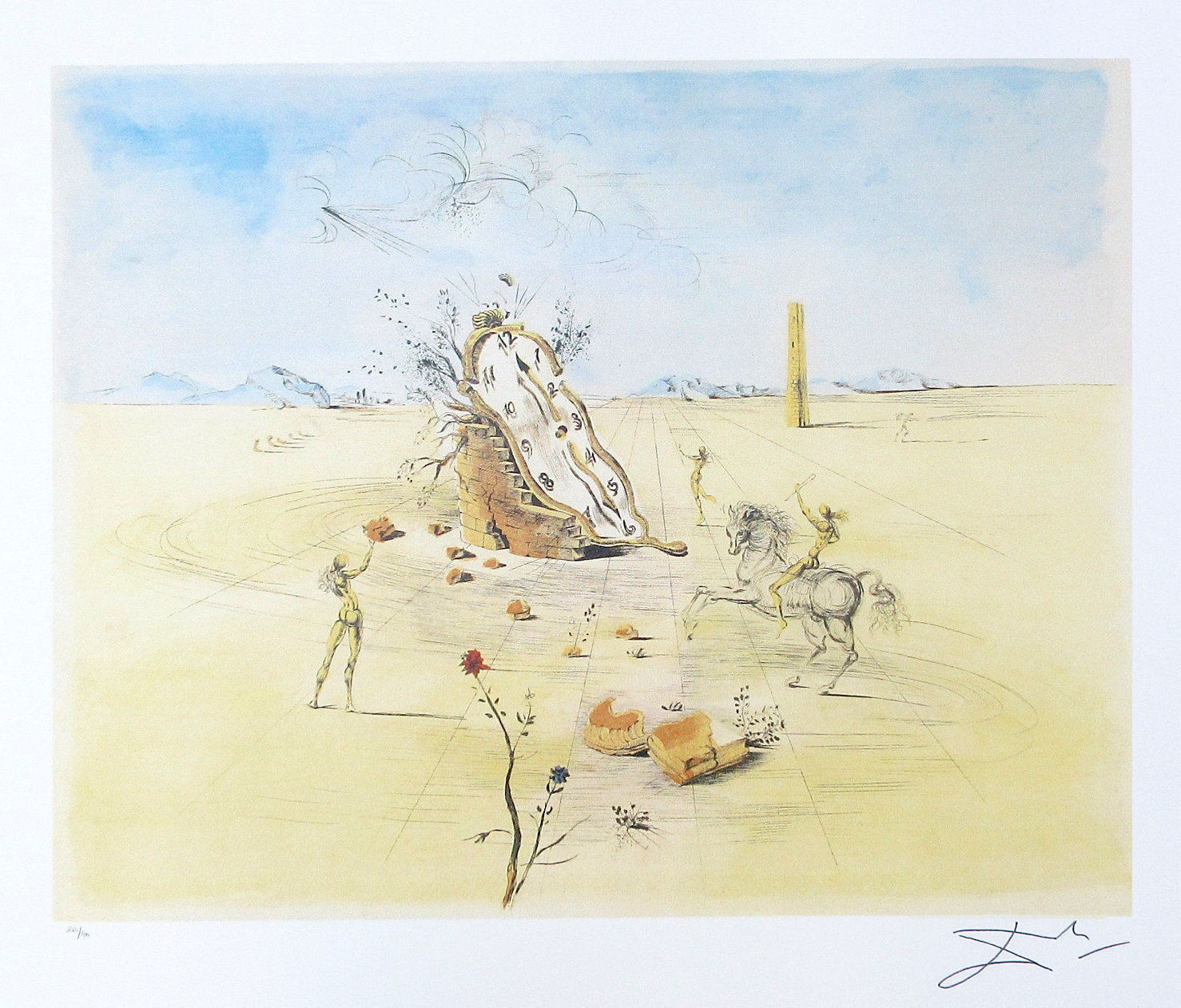 Salvador DALI Cosmic Horseman Cowboy F/Signed Litho Art Print 20 x 26
