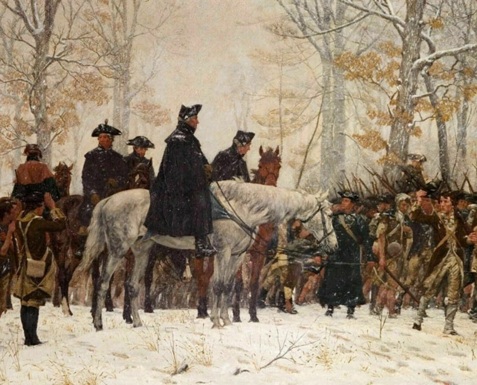George Washington At Valley Forge-Revolution War VINTAGE art print antique paint