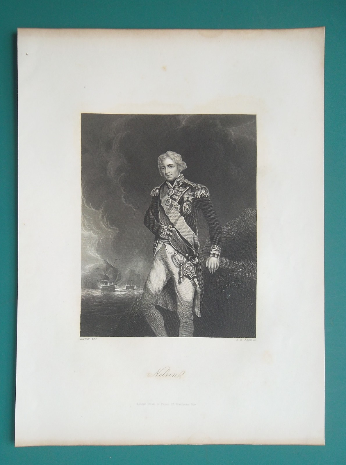 ADMIRAL NELSON Defeated French & Spanish Fleet – 1860 Antique Print