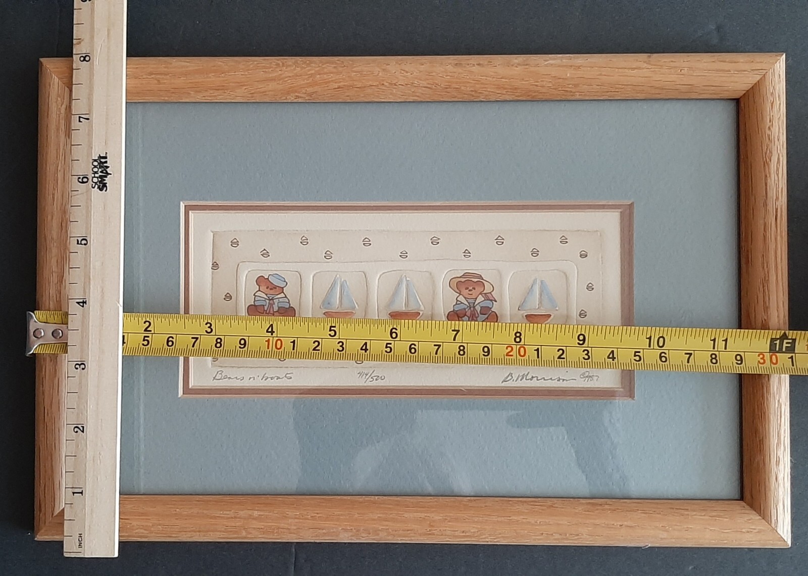 Brooke Morrison Artist “Bears n’ Boats” signed #414/520 Framed Matted 8″ x 12″