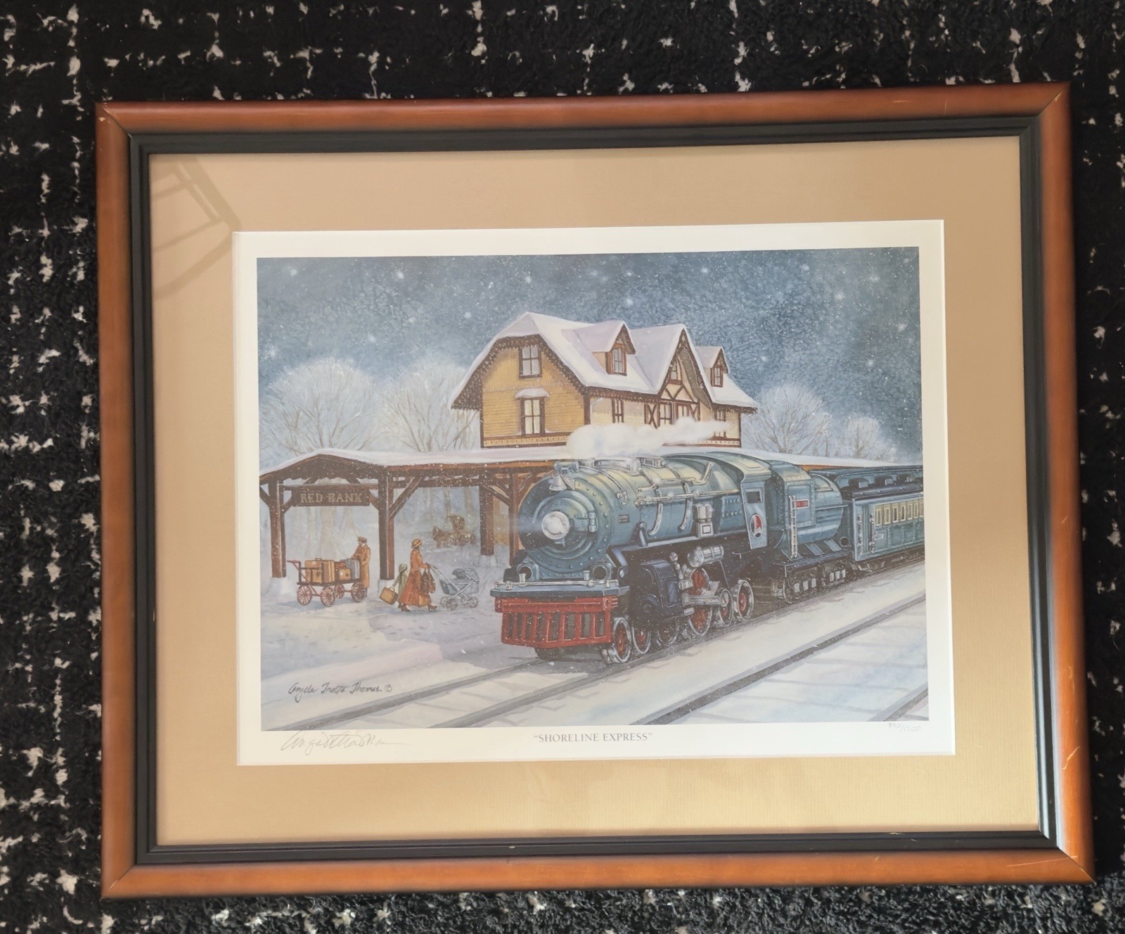Angela Trotta Thomas Signed Print Shoreline Express Lionel Train Red Bank NJ 890