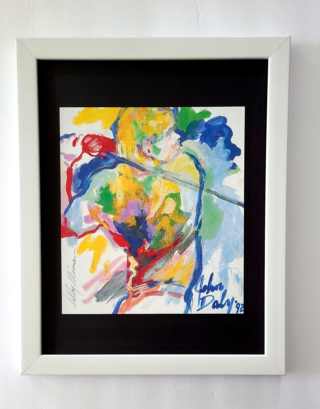 LEROY NEIMAN + JOHN DALY + CIRCA 1990’S + SIGNED GOLF PRINT+ FRAMED