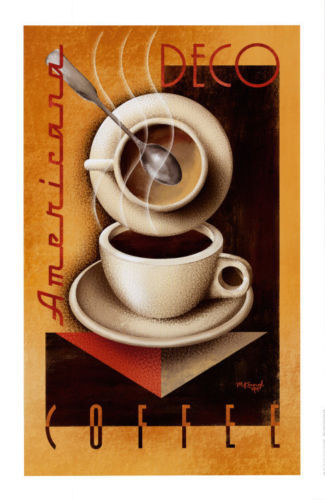 Americana Deco Coffee by Michael Kungl Art Print Cafe Restaurant Poster 39.5×26