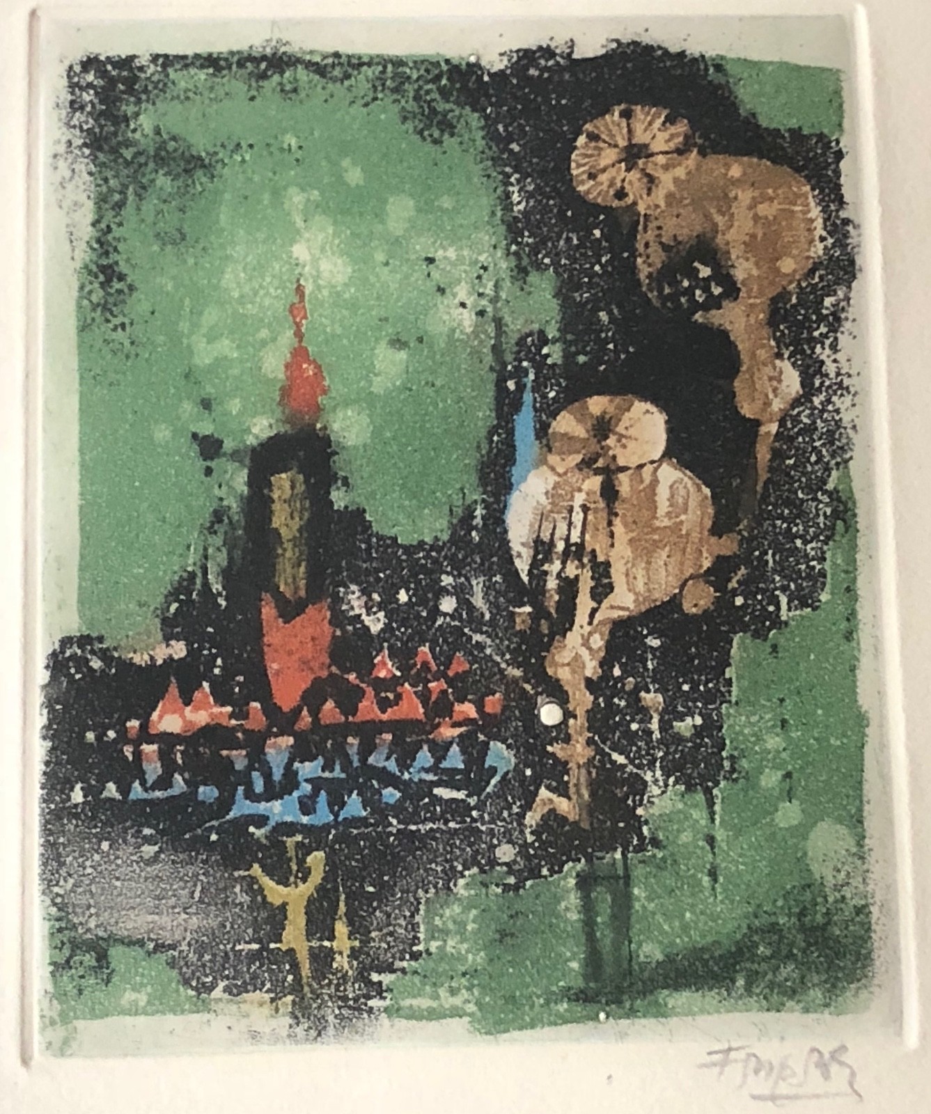Vintage Friedlaender Abstract Aquatint Art Wall Hanging Mid Century Modern – 2