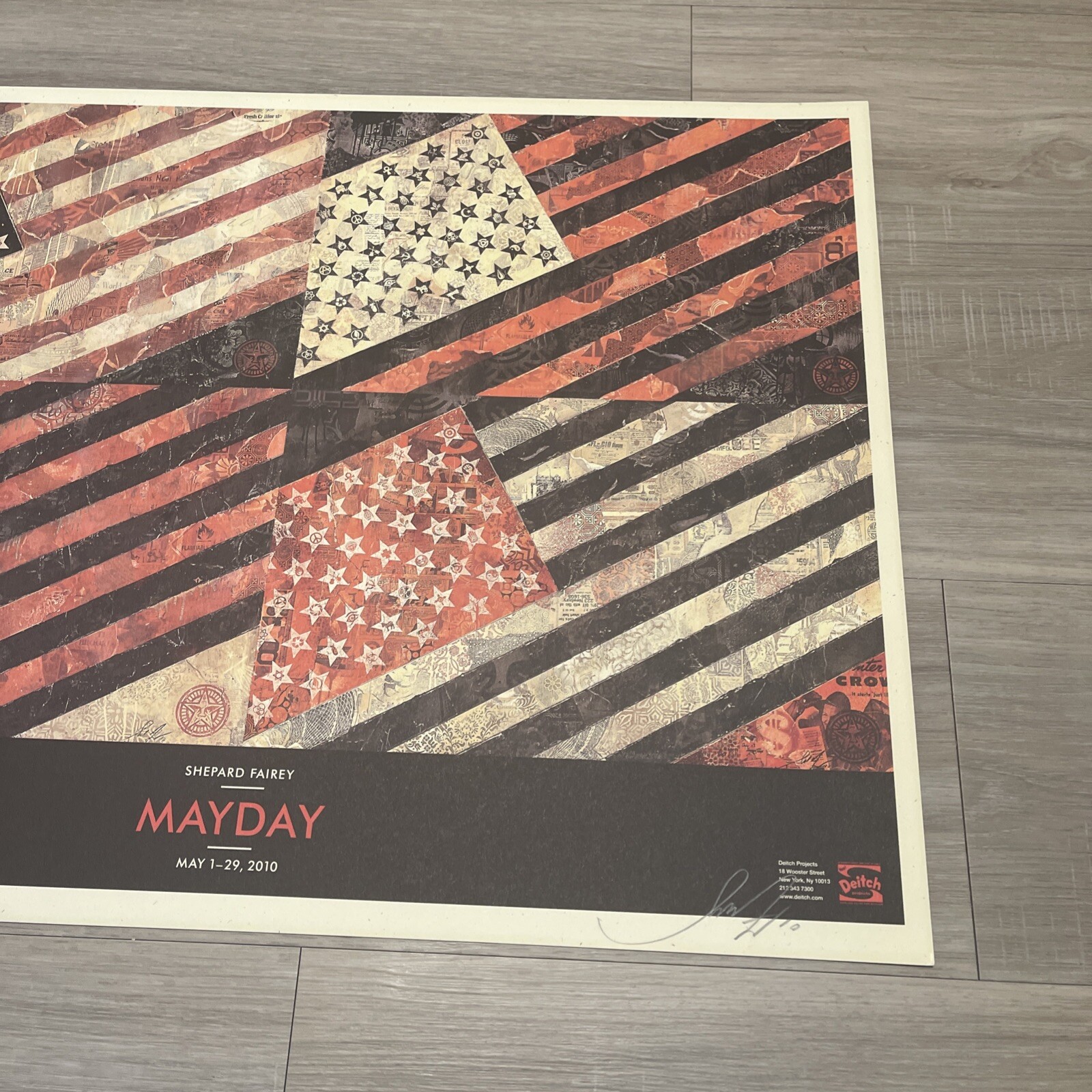 2010 Shepard Fairey Obey Giant ” May Day MayDay Flag ” ART PRINT POSTER 18×24