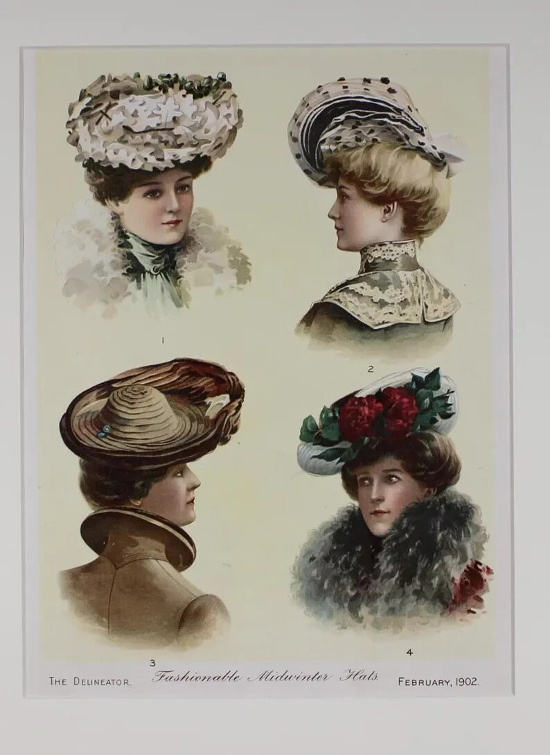 The Delineator Feb 1902 Fashion Plate Matted 12×16