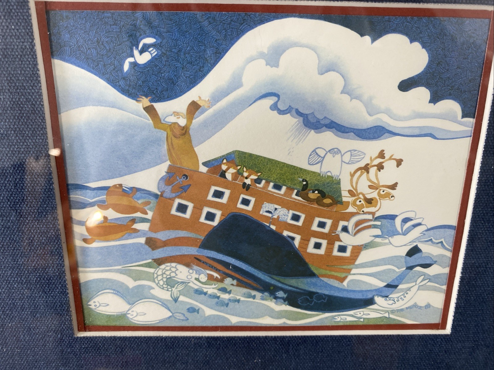 Rie Munoz “Ark in Alaska” Art Print – Professionally Framed Damaged Glass Vtg
