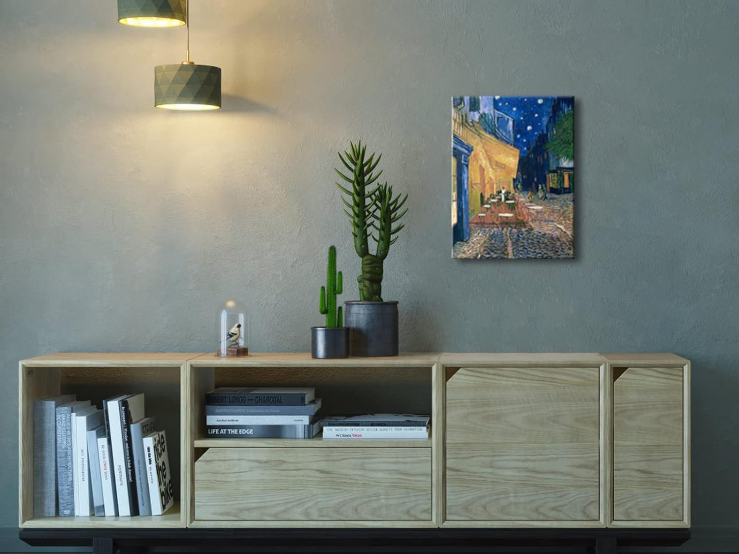 Cafe Terrace at Night Modern Stretched and Framed Giclee Canvas Print