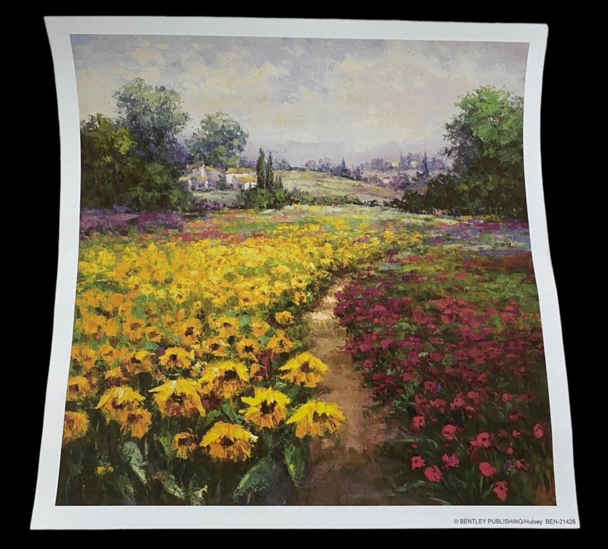 Hulsey Art Print Frameable Italy Landscape Sunflower Field Walking Path 11″x11″